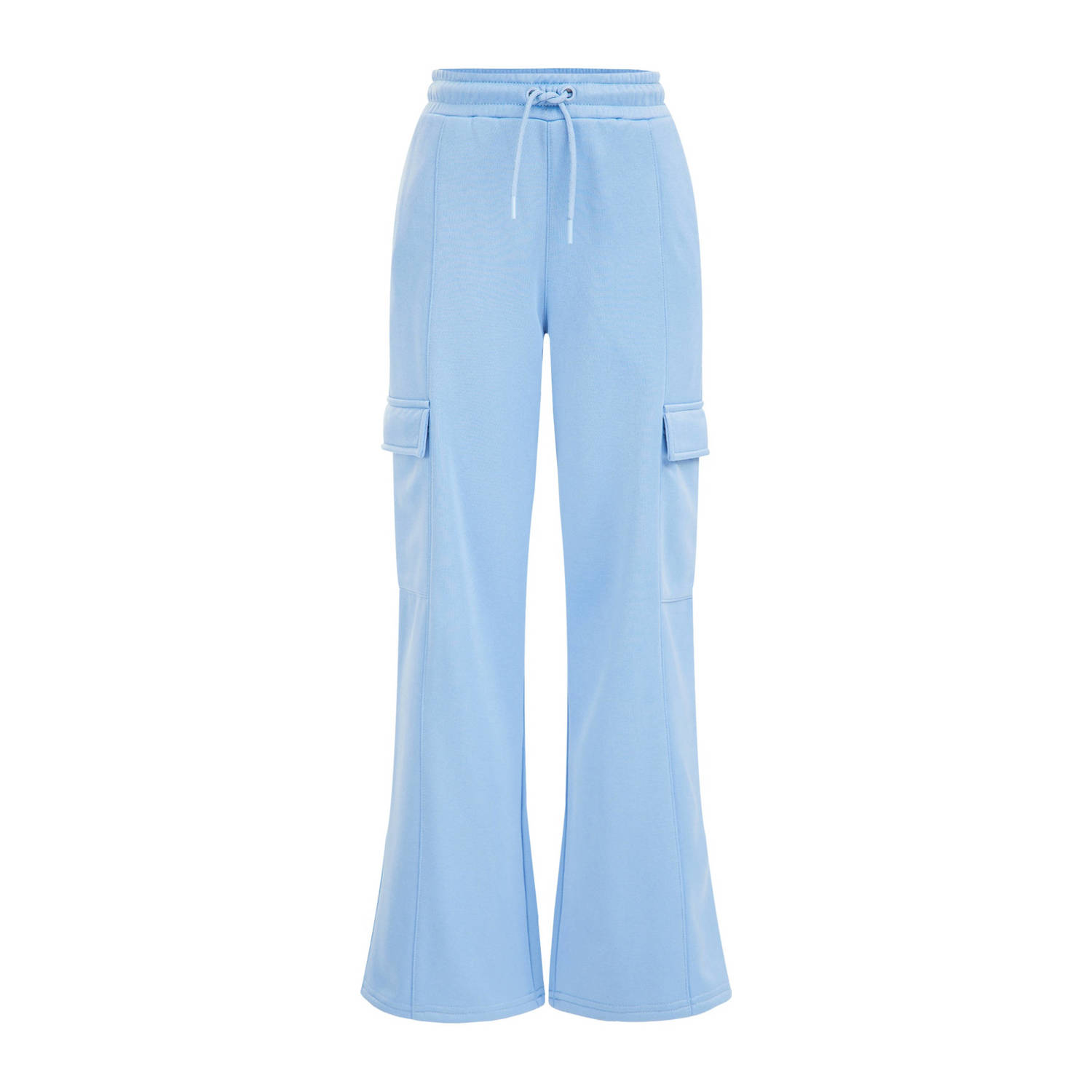 WE Fashion straight fit joggingbroek lichtblauw Meisjes Gerecycled polyester 152