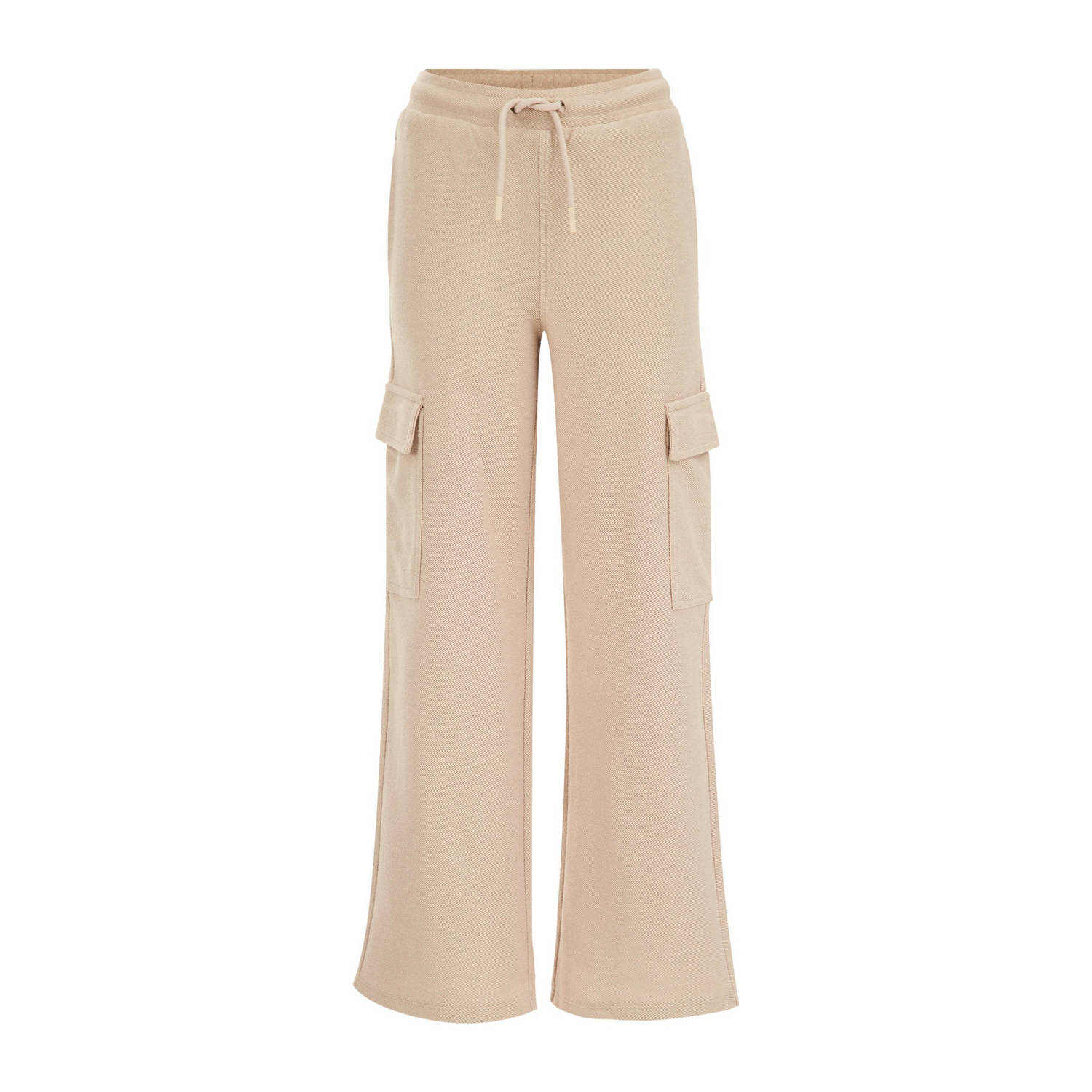 WE Fashion straight fit cargobroek beige Meisjes Katoen Effen 104