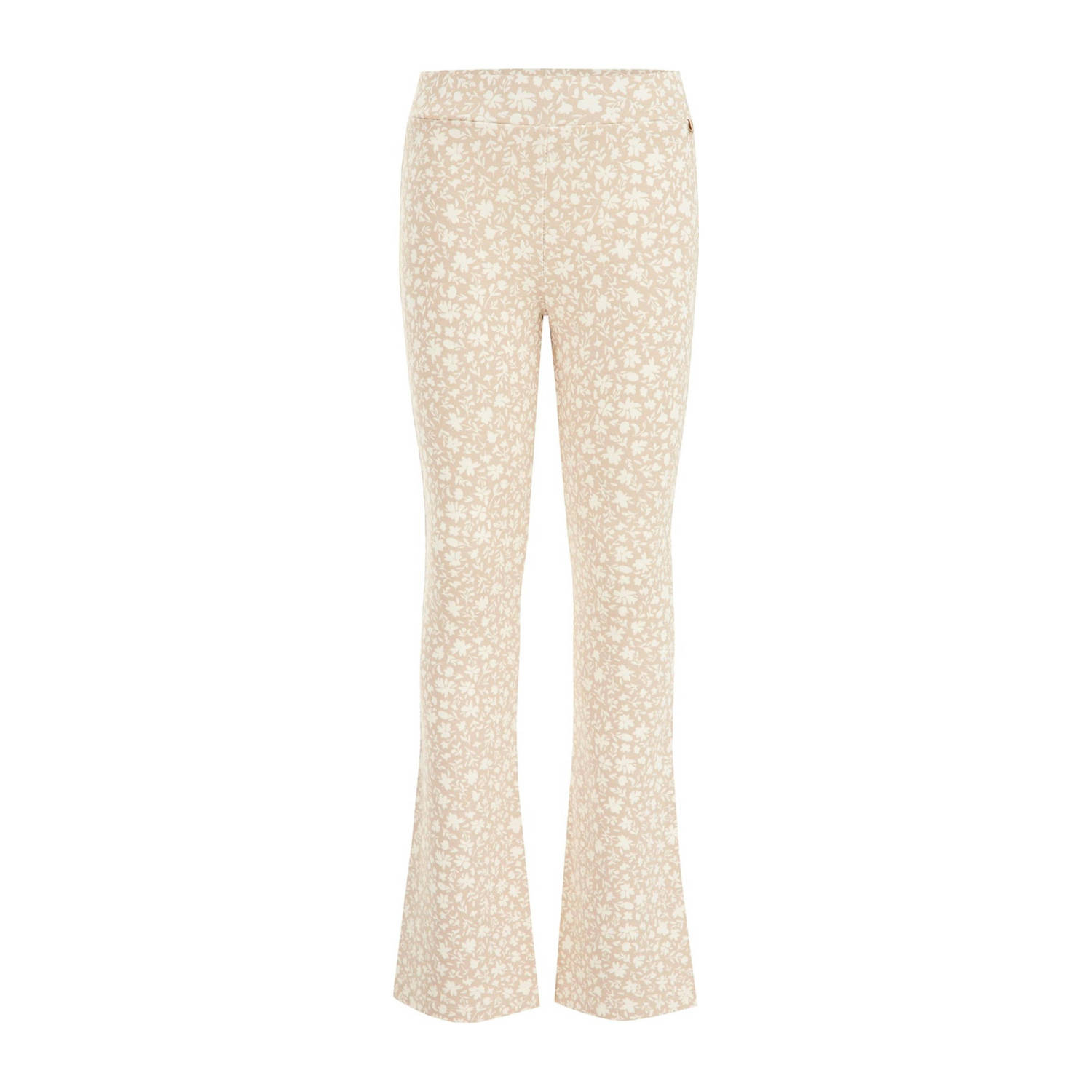 WE Fashion flared broek met all over print beige wit Meisjes Viscose All over print 104