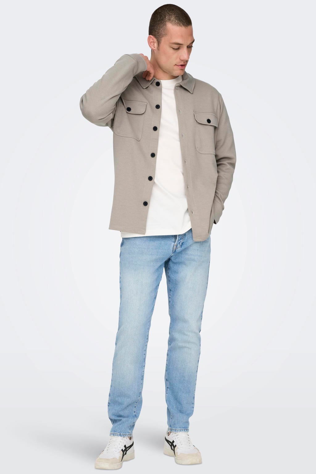 ONLY & SONS regular overshirt lichtkaki