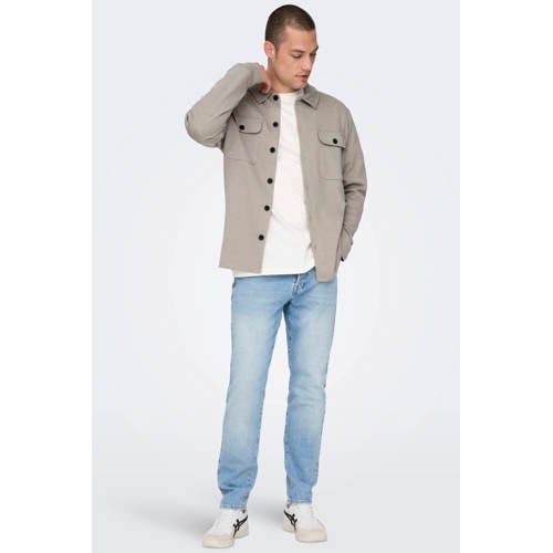 ONLY & SONS regular fit overshirt lichtkaki afbeelding