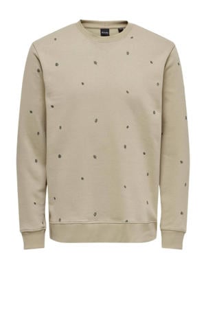 sweater ONSDAVE met all over print bruin