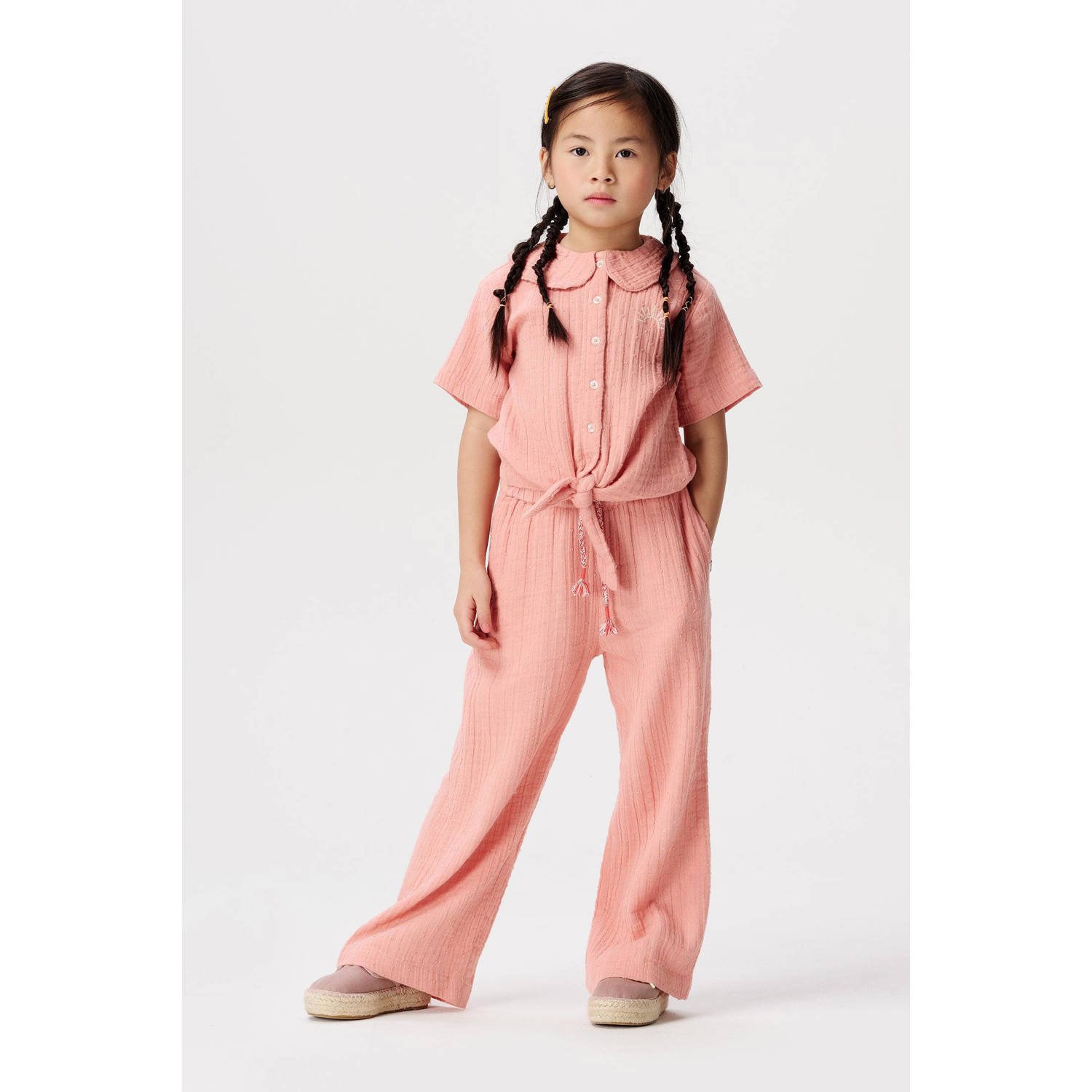 Noppies blouse roze Meisjes Katoen Ronde hals Effen 104