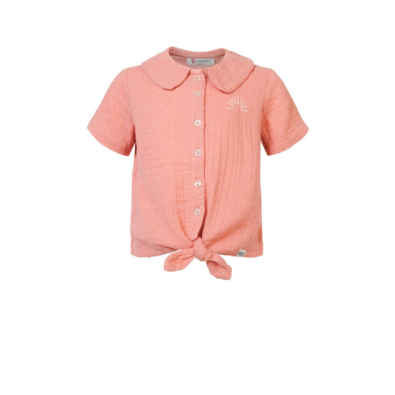 Noppies blouse roze Meisjes Katoen Ronde hals Effen 104