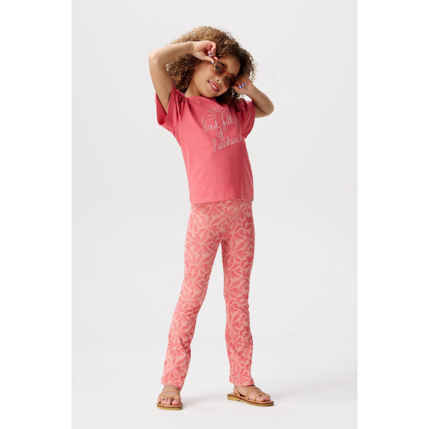 Noppies flared legging met all over print roze Meisjes Stretchkatoen All over print 104