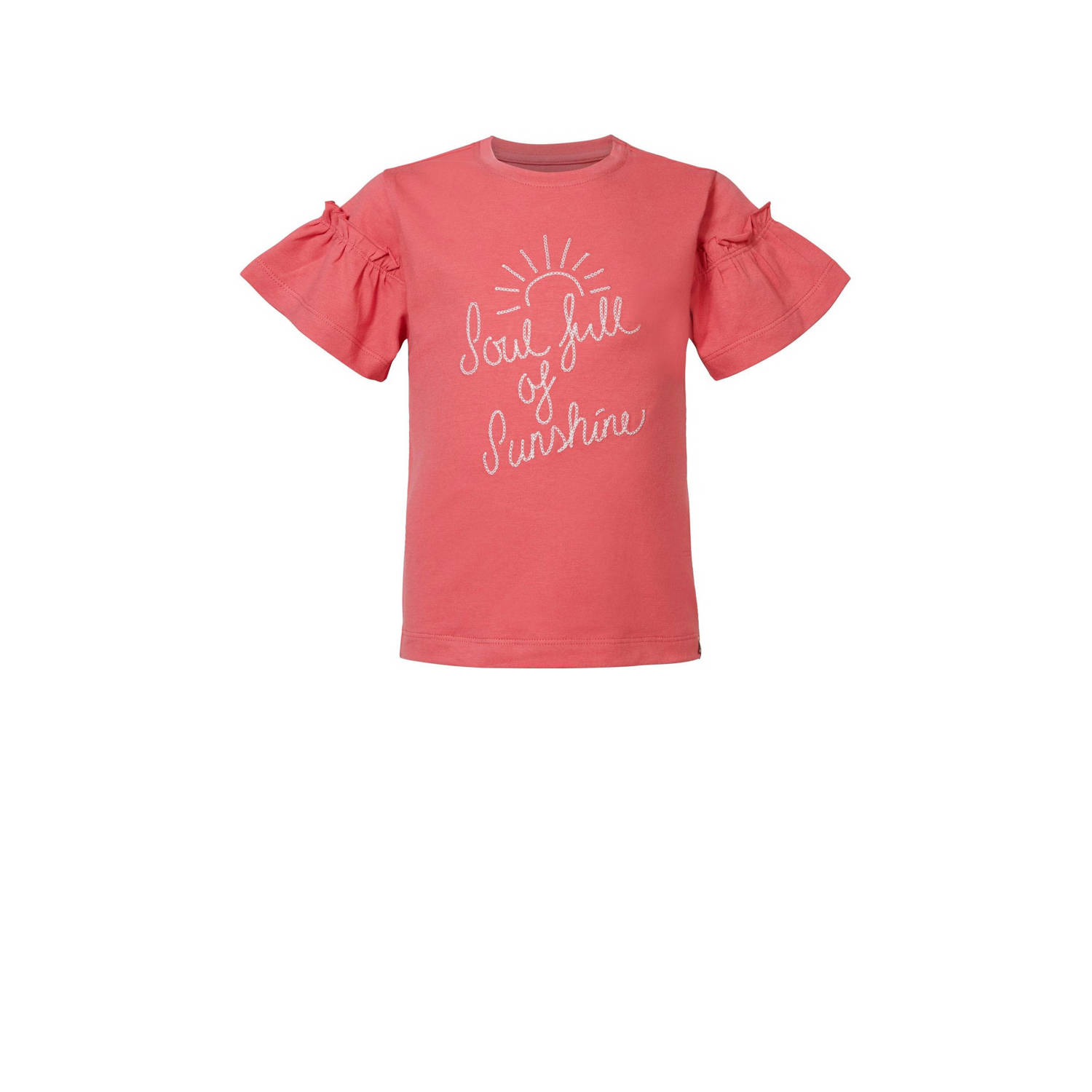 Noppies T-shirt met tekst donkerroze Meisjes Stretchkatoen Ronde hals Tekst 104