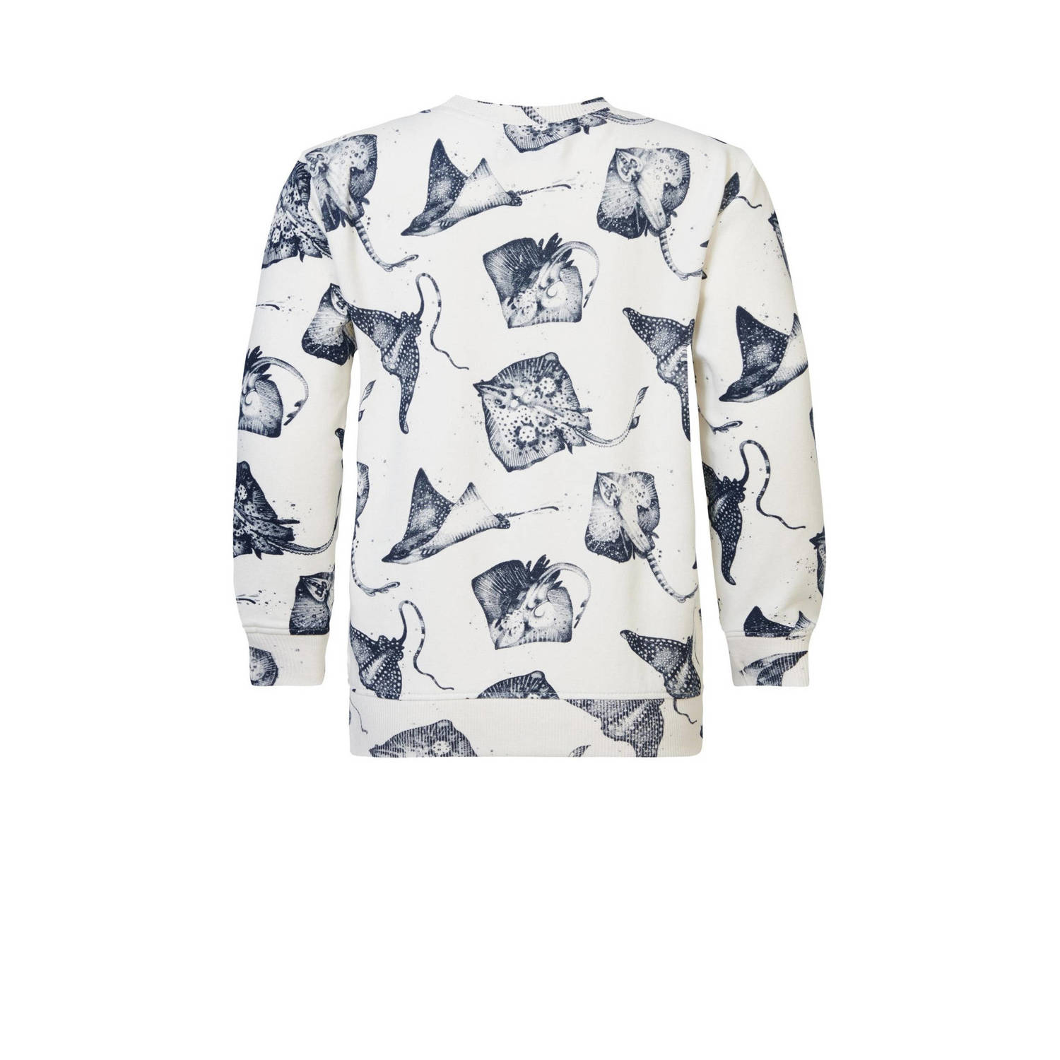 Noppies sweater met all over print wit blauw