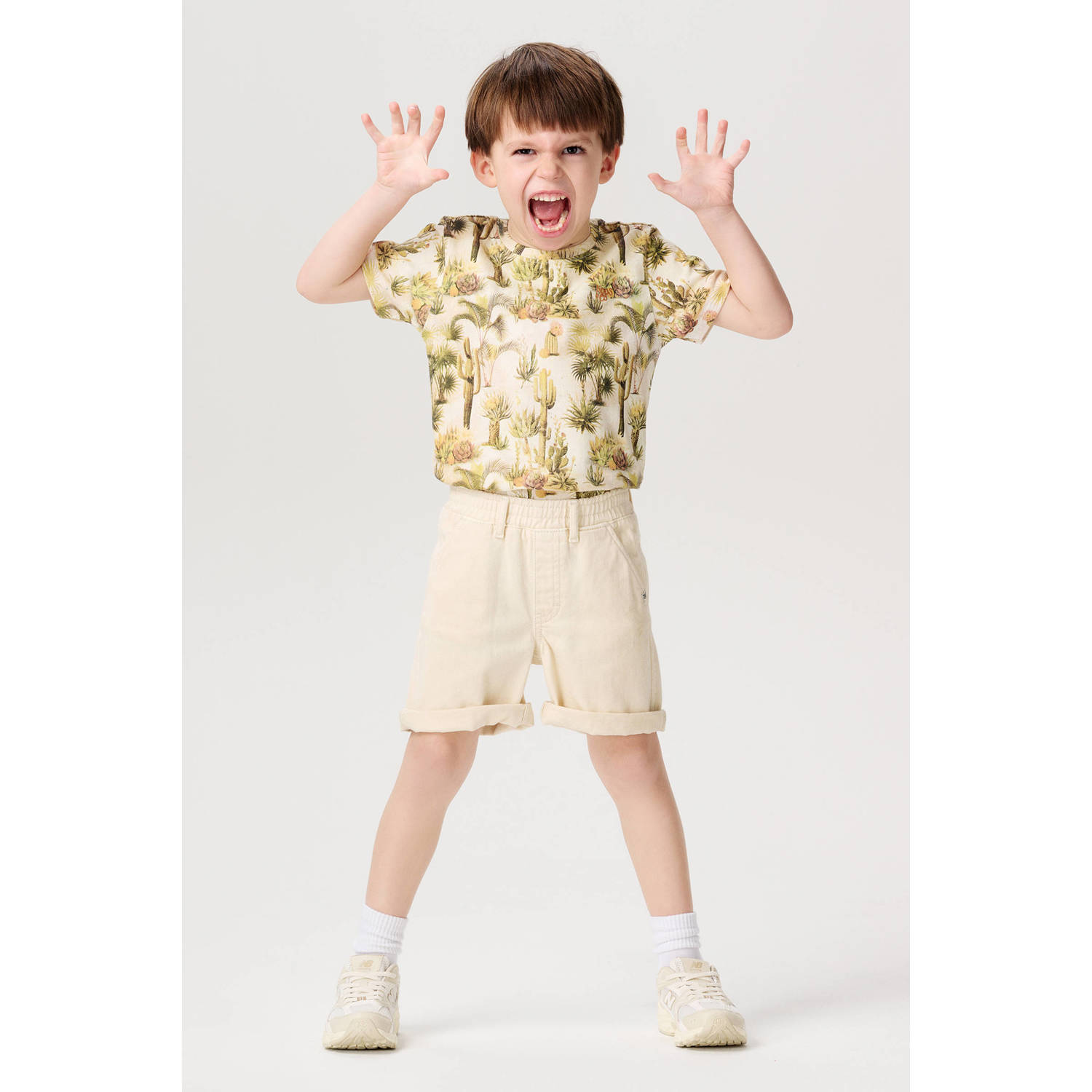 Noppies T-shirt Decherd \ met all over print groen Jongens Katoen Ronde hals 104