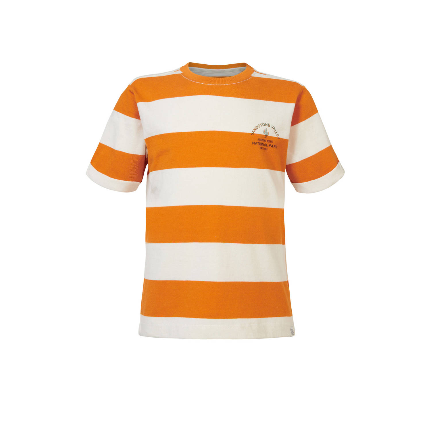 Noppies gestreept T-shirt Deltaville oranje Jongens Katoen Ronde hals Streep 104