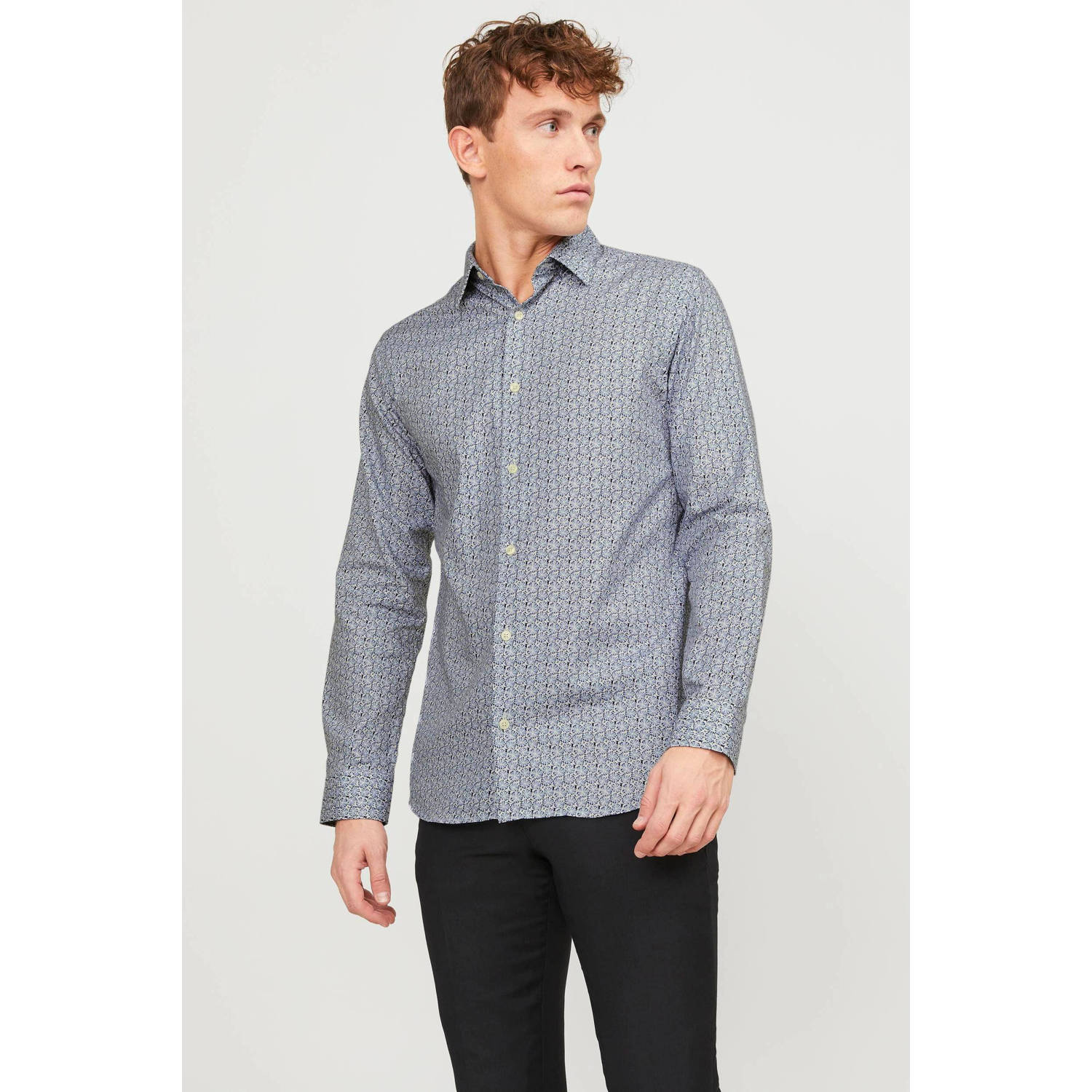 JACK & JONES PREMIUM regular fit overhemd met all over print blauw