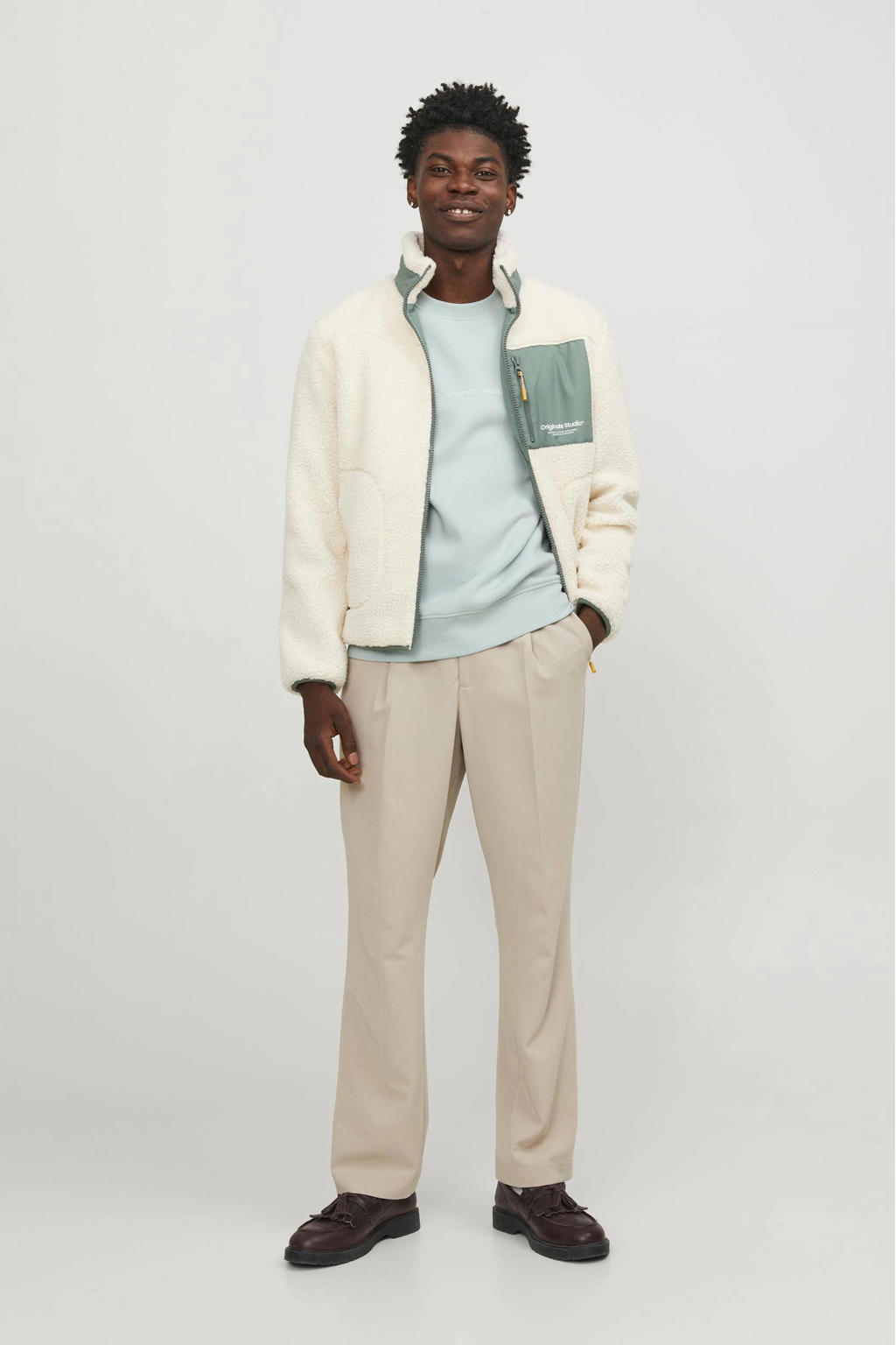 JACK & JONES ORIGINALS sweater JORVESTERBRO met printopdruk lichtblauw