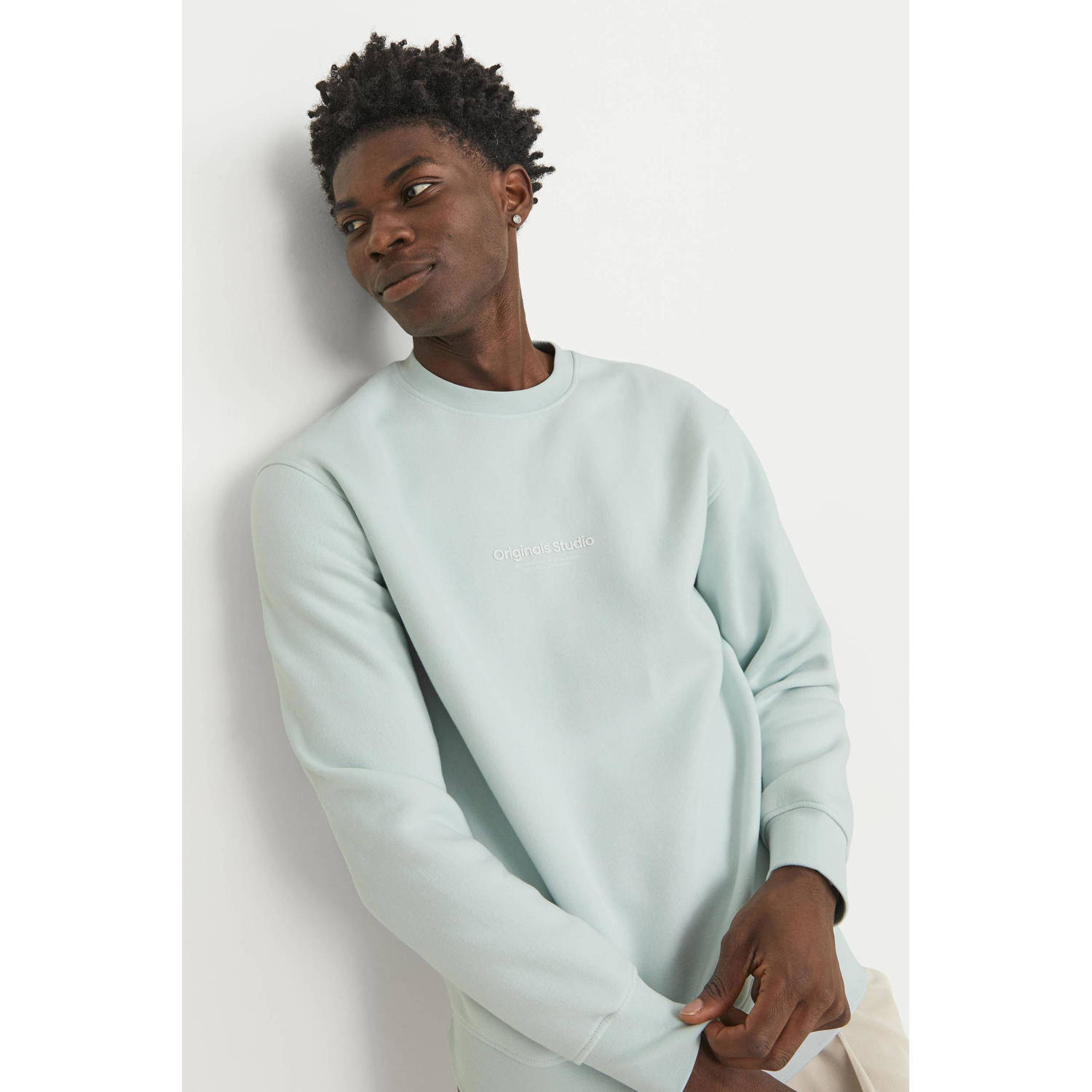 JACK & JONES ORIGINALS sweater JORVESTERBRO met printopdruk lichtblauw