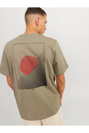 oversized T-shirt met backprint greige