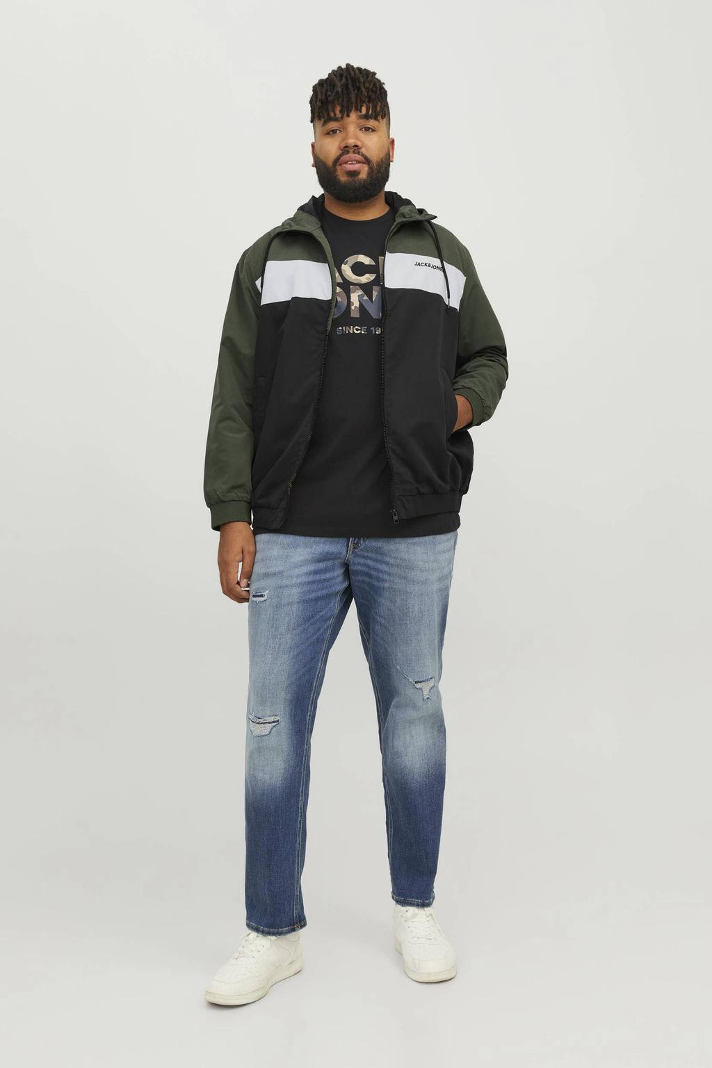 JACK & JONES PLUS SIZE tussenjas donkergroen/wit/zwart