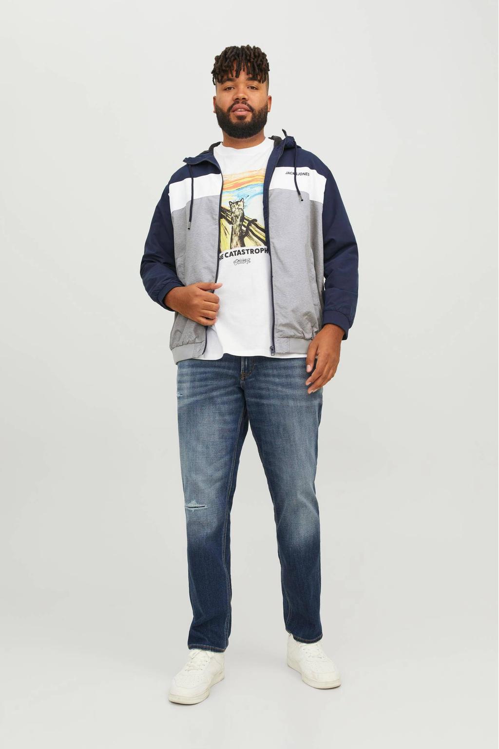 JACK & JONES PLUS SIZE tussenjas donkerblauw/wit/grijs