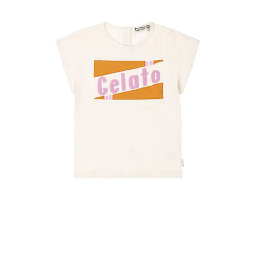 Tumble 'n Dry T-shirt Amara met printopdruk ecru/geel/lichtroze