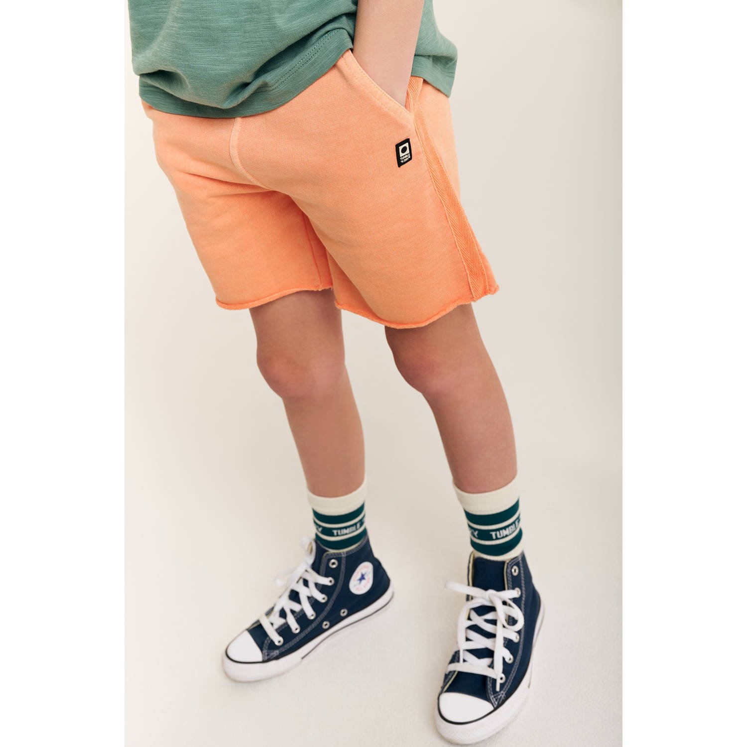 Tumble 'n Dry regular fit sweatshort Fresno licht oranje Jongens Katoen 140