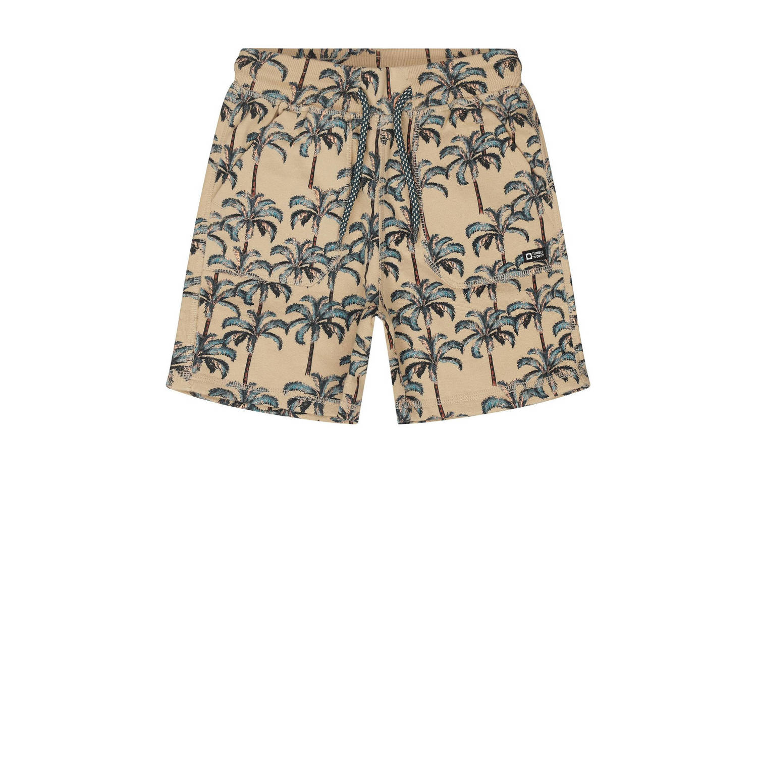 Tumble 'n Dry regular fit sweatshort Fontana met all over print zand groen Ecru Jongens Biologisch katoen 110