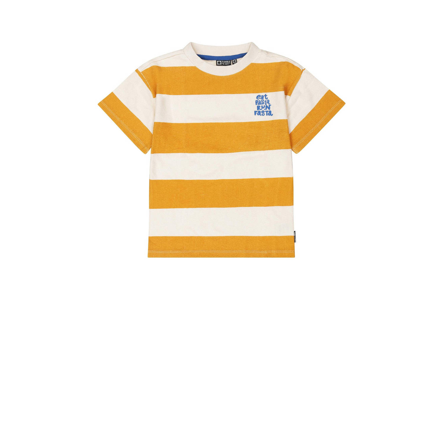 Tumble 'n Dry gestreept T-shirt Gianni geel ecru Jongens Biologisch katoen Ronde hals 146 152