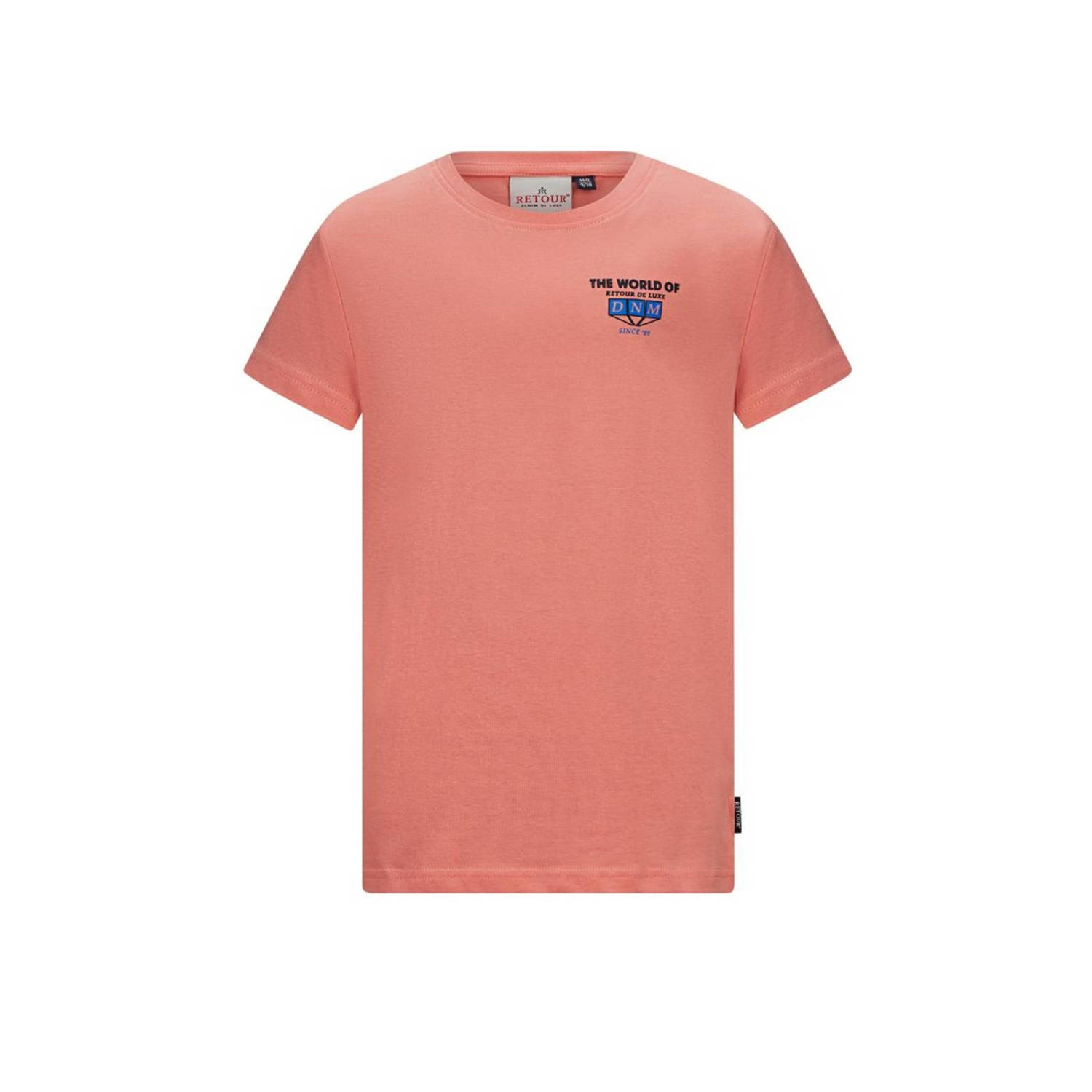 Retour Jeans T-shirt Zeb met printopdruk koraal Oranje Jongens Katoen Ronde hals 122 128