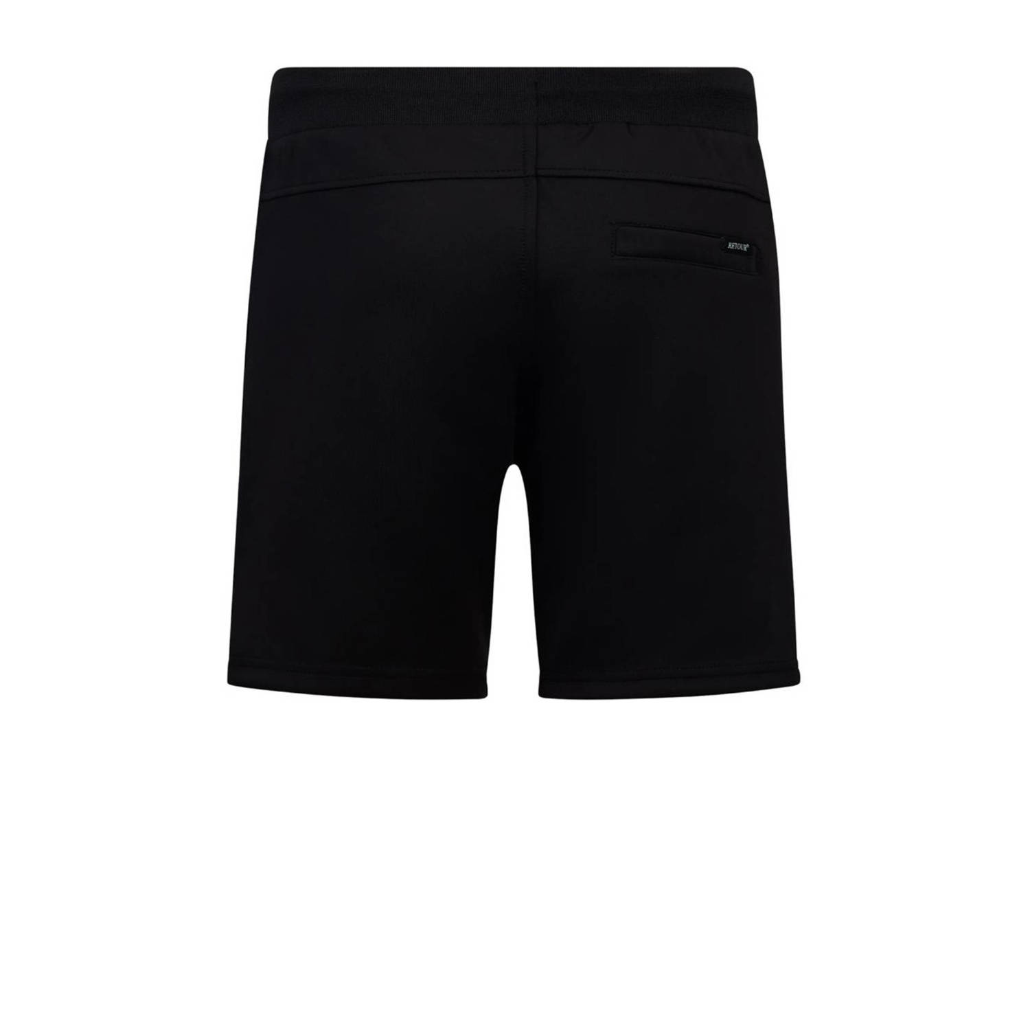 Retour Jeans sweatshort Geerten met zijstreep zwart neon oranje