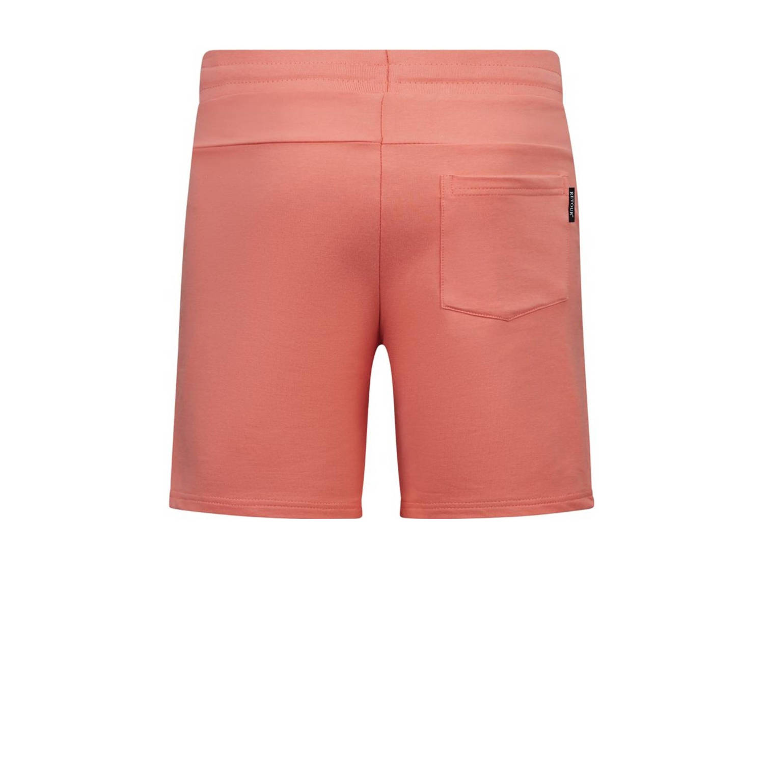 Retour Jeans sweatshort Leandro met printopdruk koraal