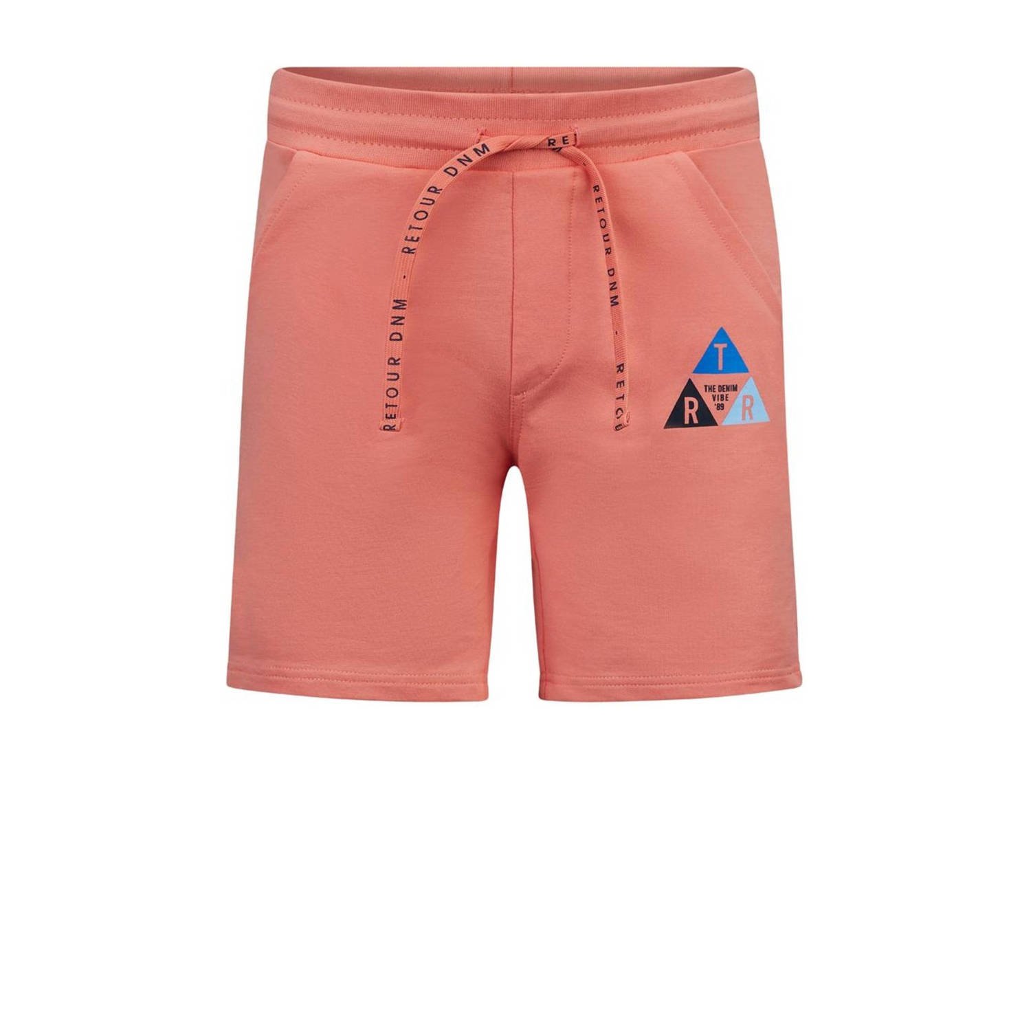 Retour Jeans sweatshort Leandro met printopdruk koraal Korte broek Oranje 146 152