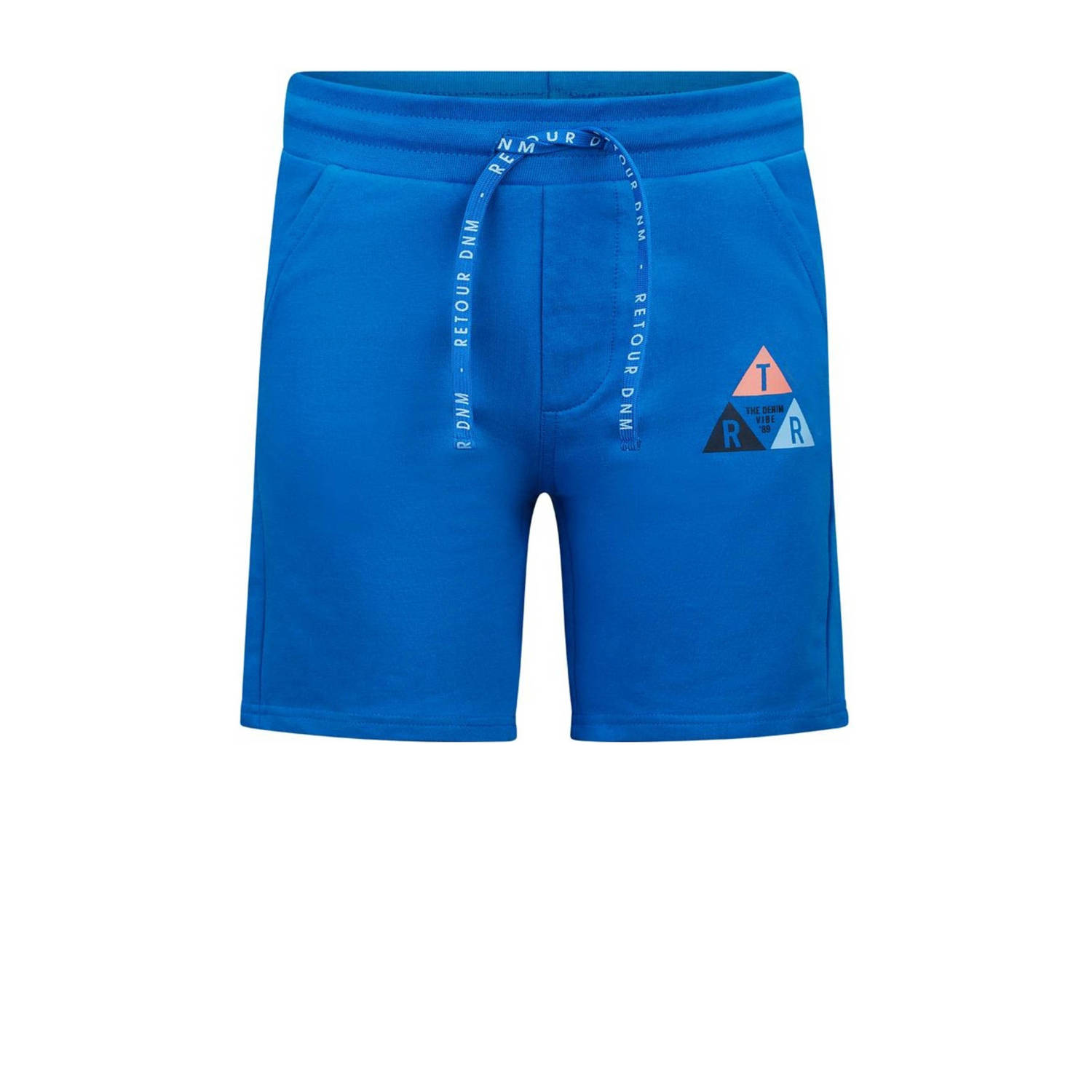 Retour Jeans sweatshort Leandro met printopdruk felblauw