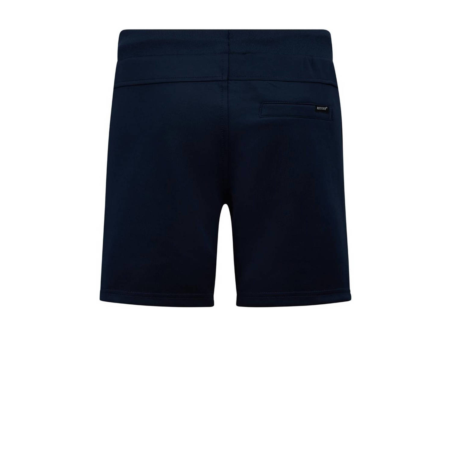 Retour Jeans sweatshort Geerten met zijstreep donkerblauw felgeel