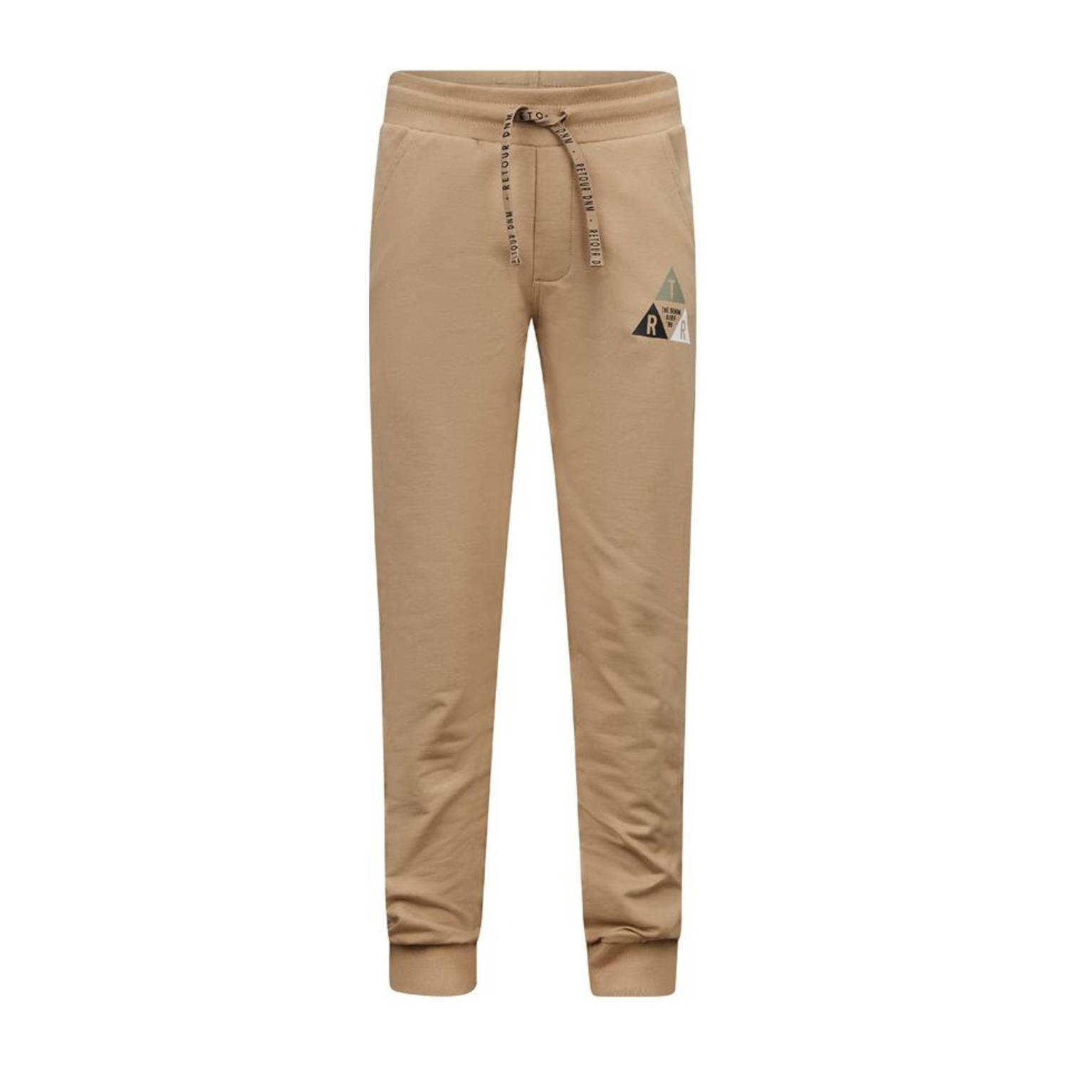 Retour Jeans slim fit joggingbroek Irwan met printopdruk zand Beige Jongens Stretchkatoen 134 140