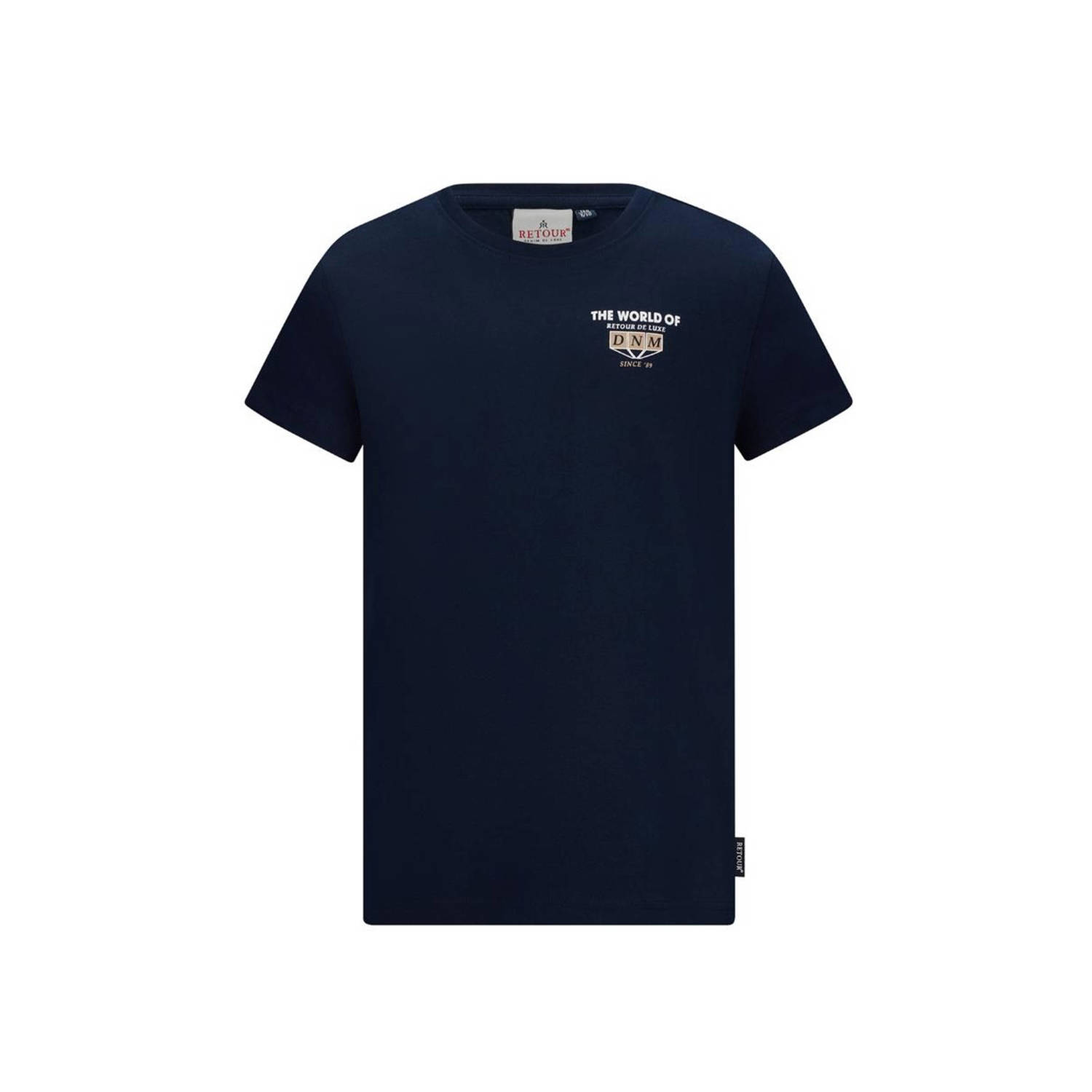 Retour Jeans T-shirt Zeb met printopdruk donkerblauw Jongens Katoen Ronde hals 122 128