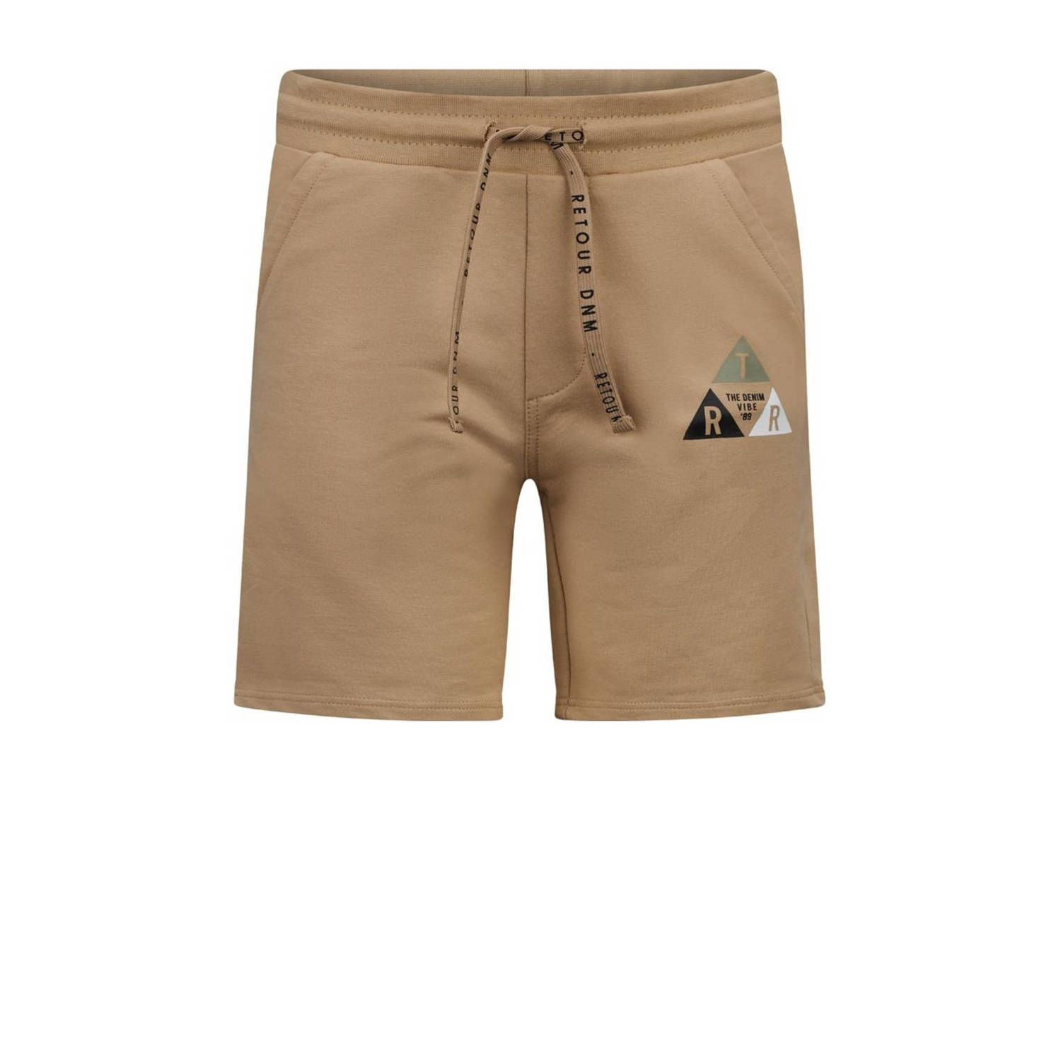 Retour Jeans sweatshort Leandro met printopdruk beige