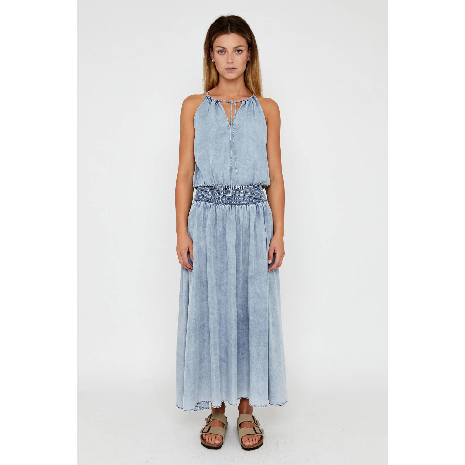 Moscow maxi rok light blue denim