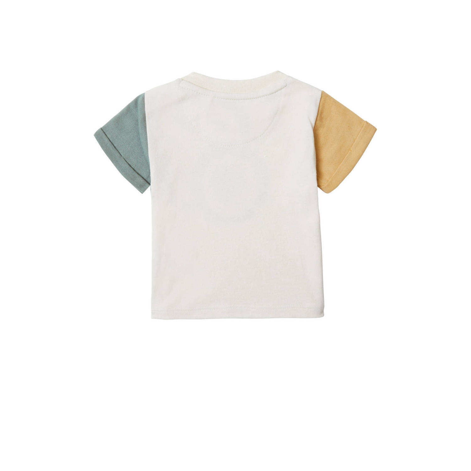 Noppies baby T-shirt Bisbee met printopdruk offwhite groen geel