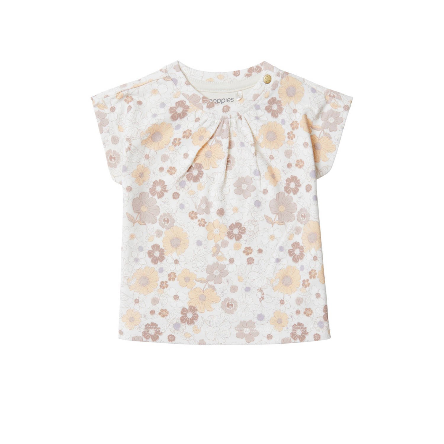 Noppies baby gebloemd T-shirt Camas zachtoranje lila wit Meisjes Biologisch katoen Ronde hals 62