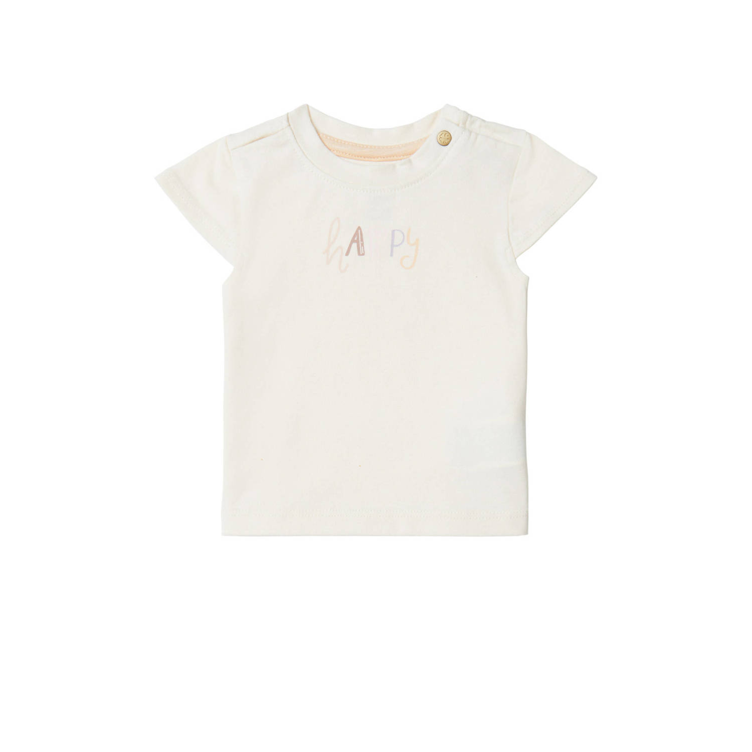 Noppies baby T-shirt Cottonwood met tekst wit Meisjes Biologisch katoen Ronde hals 74