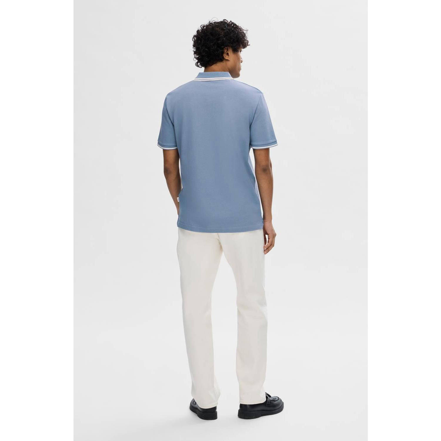 SELECTED HOMME regular fit polo SLHDANTE lichtblauw