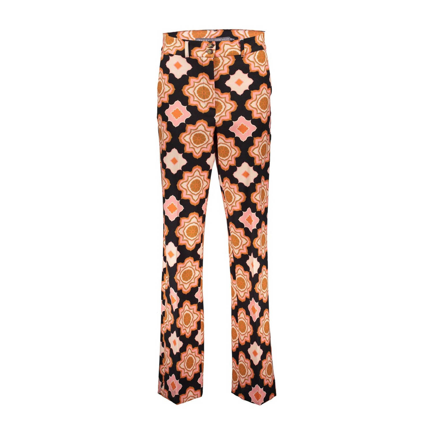 Geisha regular fit pantalon met all over print oranje