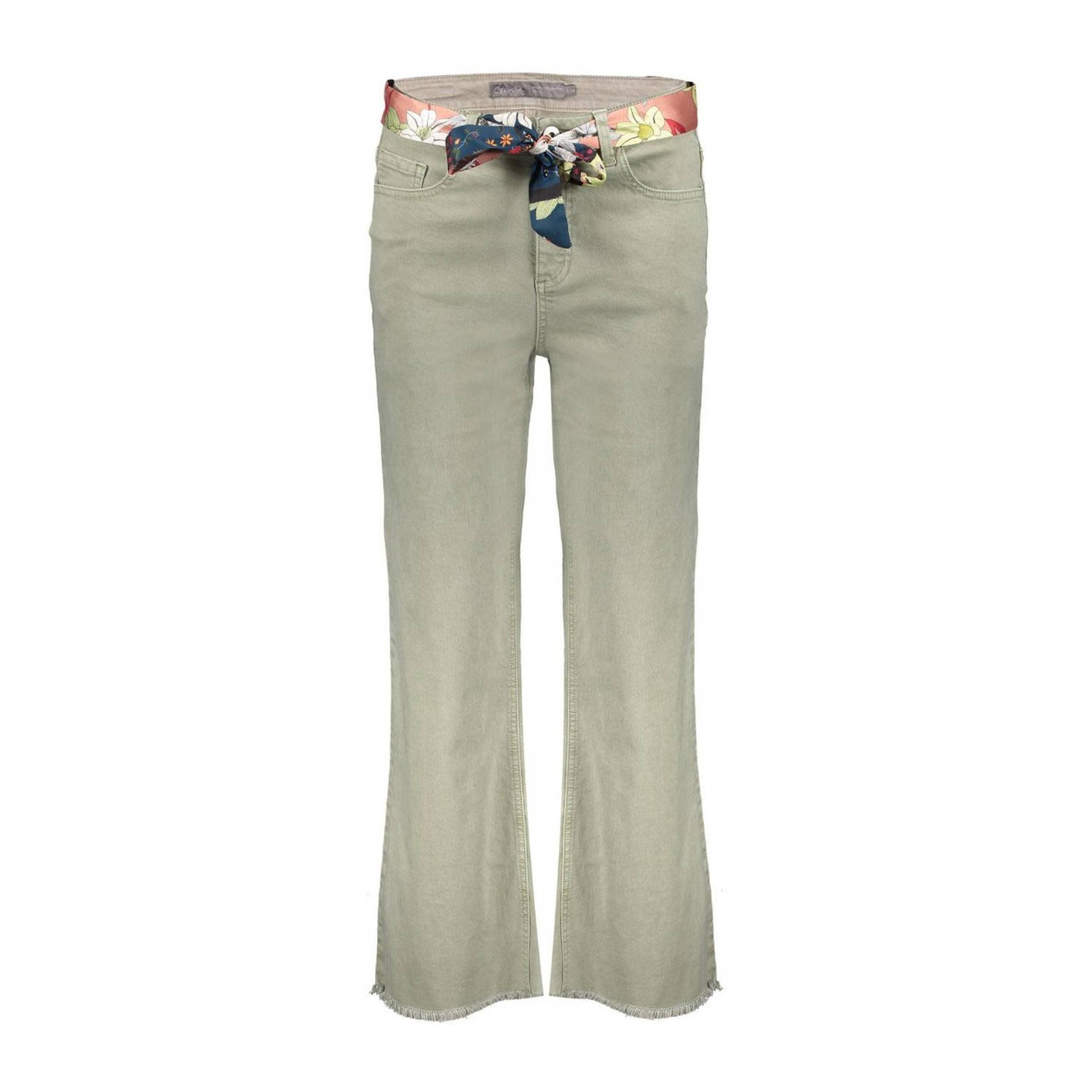 Geisha cropped straight jeans groen