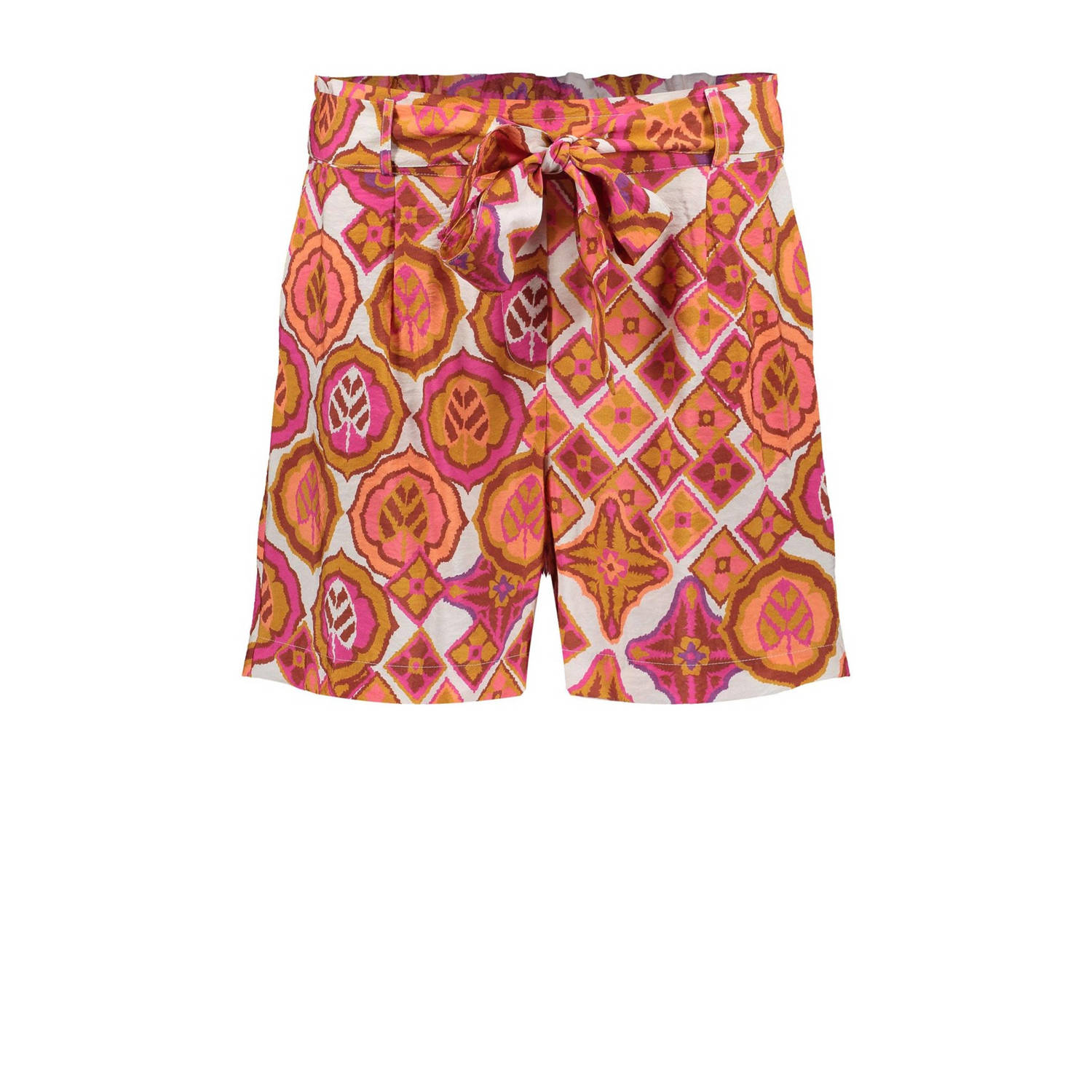 Geisha high waist relaxed short met all over print
