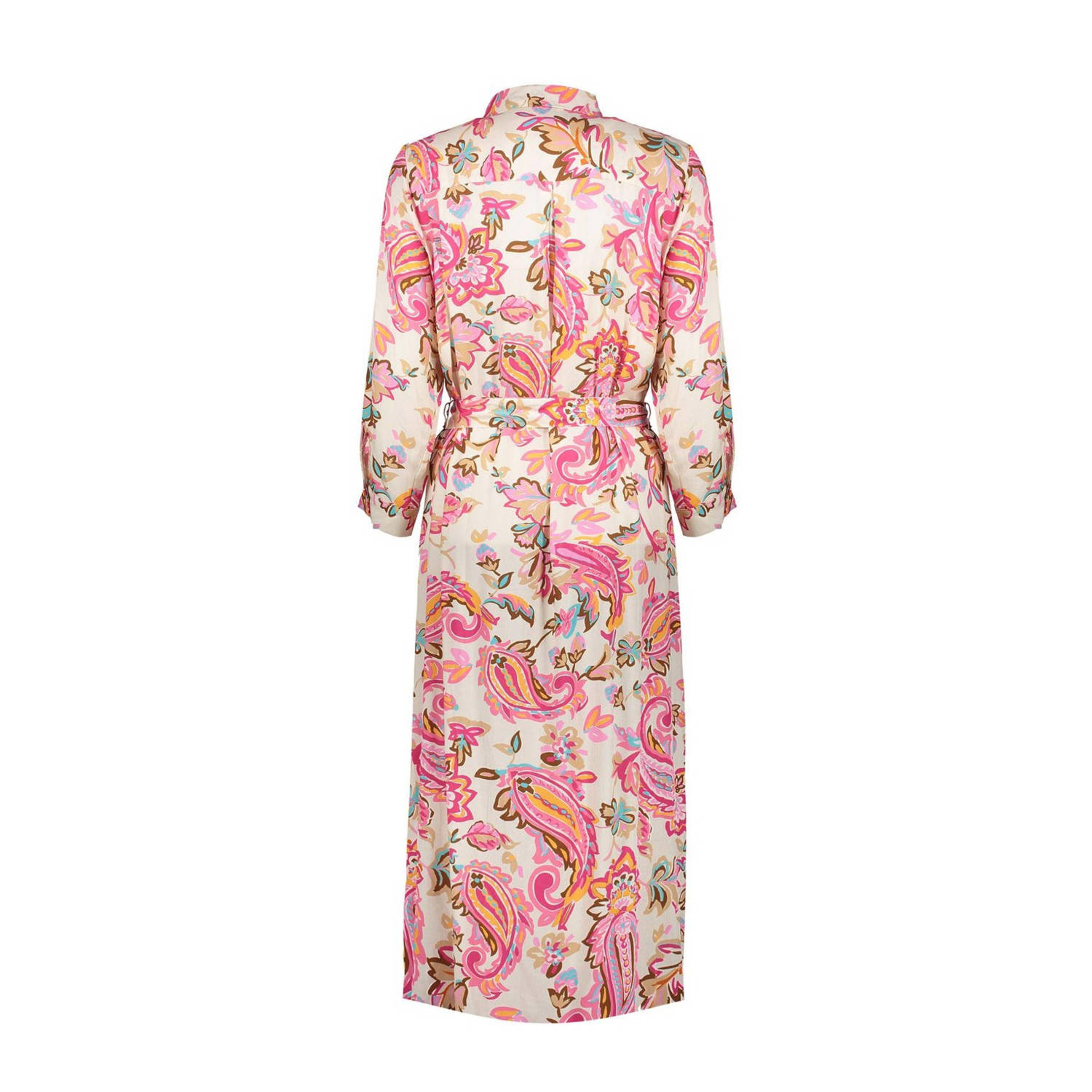 Geisha maxi jurk met all over print roze ecru