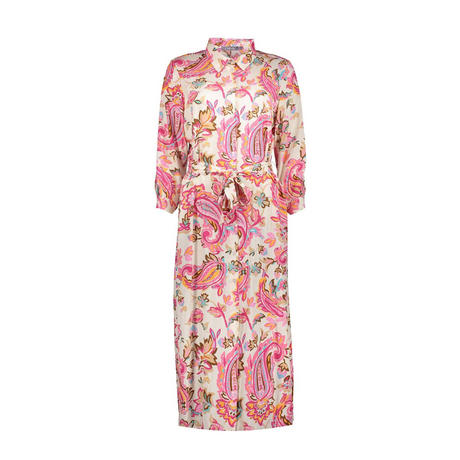 Geisha maxi jurk met all over print roze ecru