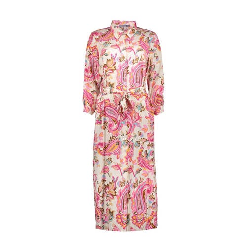 Geisha maxi jurk met all over print roze/ecru
