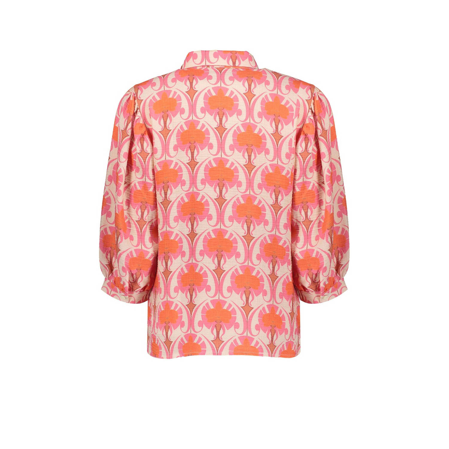 Geisha blouse met all over print roze oranje