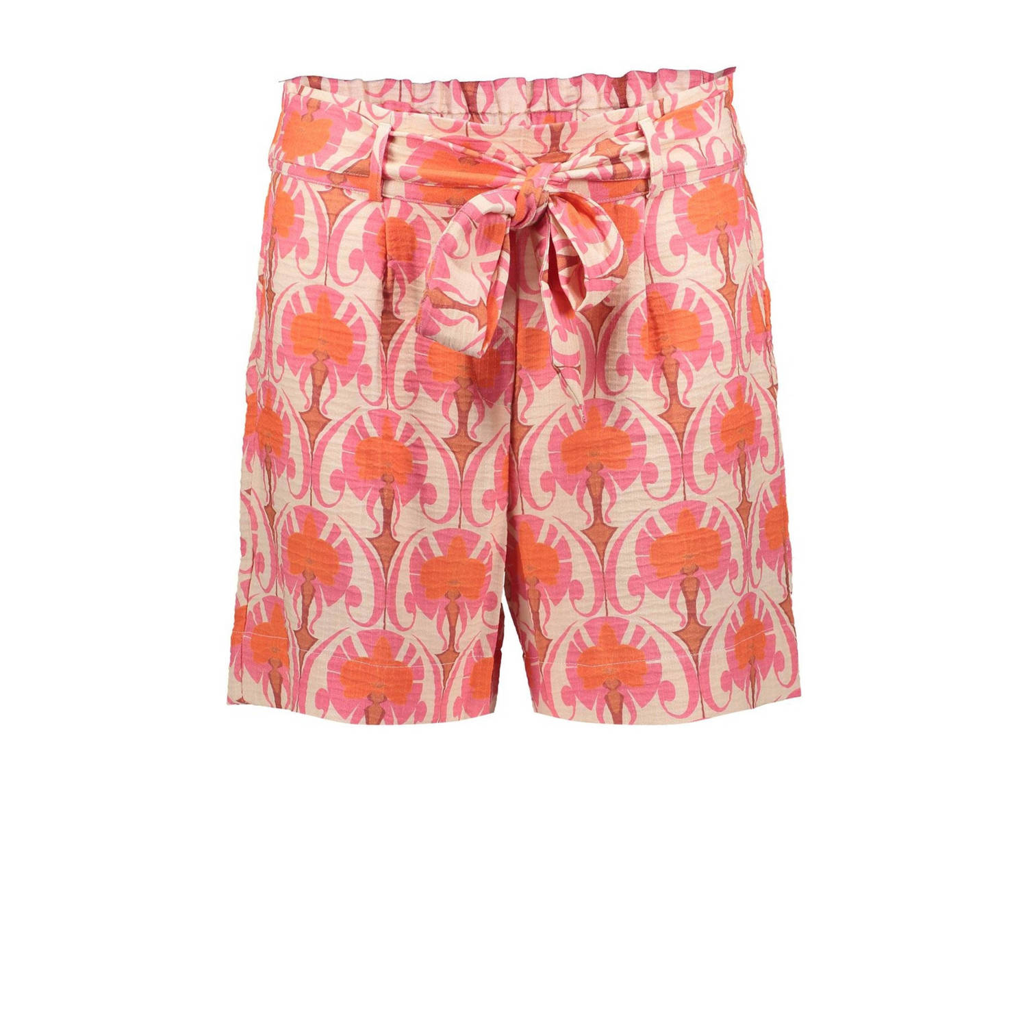 Geisha regular fit short met all over print oranje roze ecru