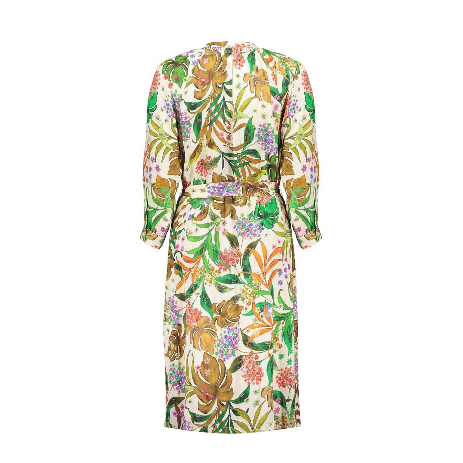 Geisha blousejurk met all over print groen ecru oranje