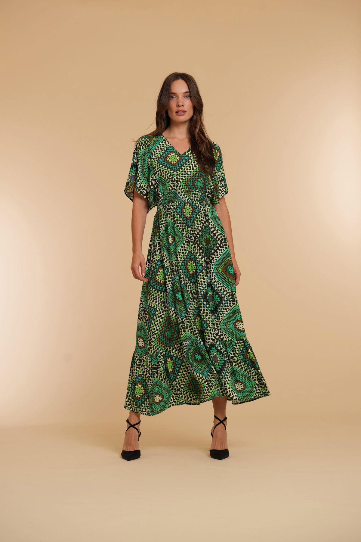 Maxi Jurk Feestjurk Groen Plissé Maxi-jurk Trixie Groen Dante6