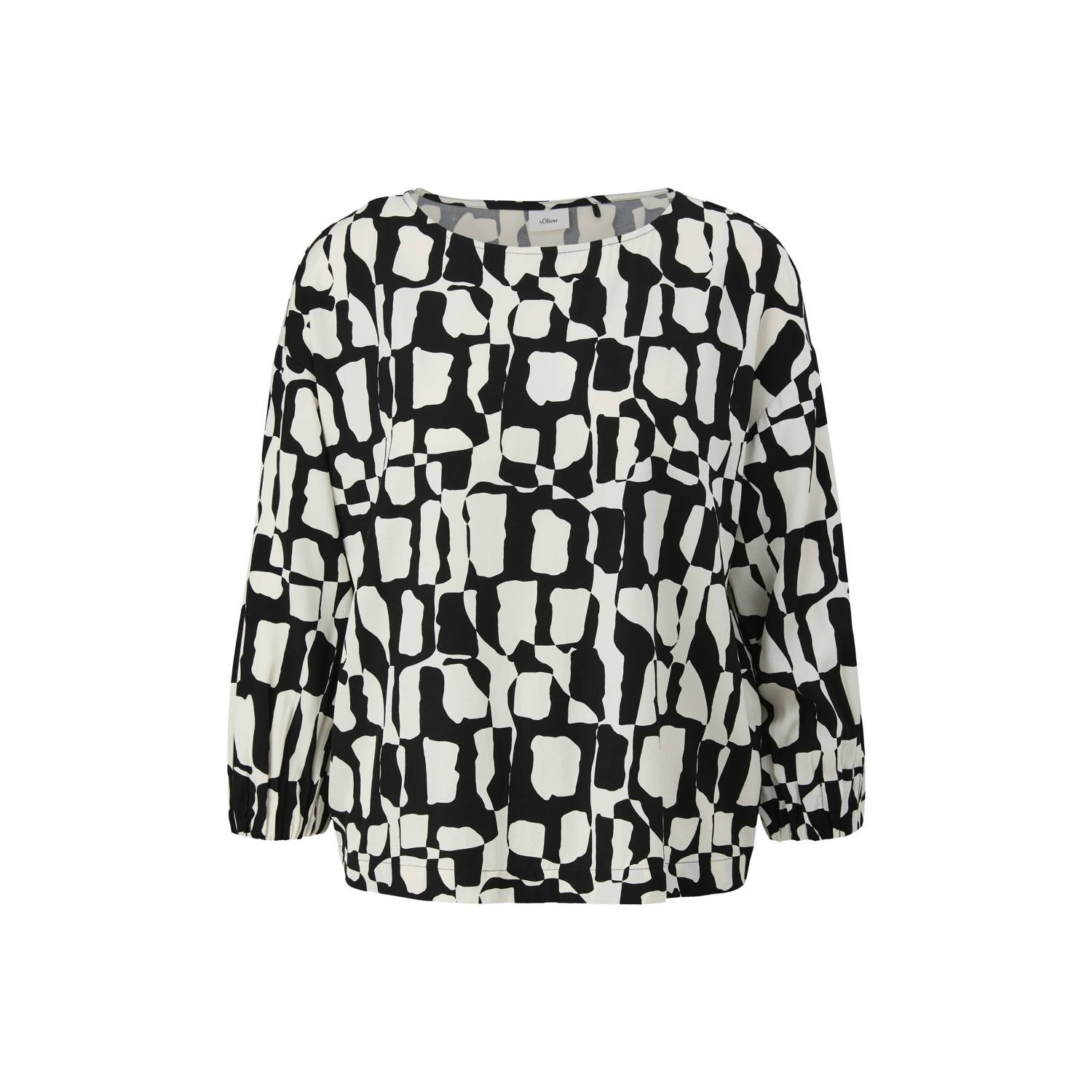 S.Oliver BLACK LABEL blousetop met grafische print ecru zwart