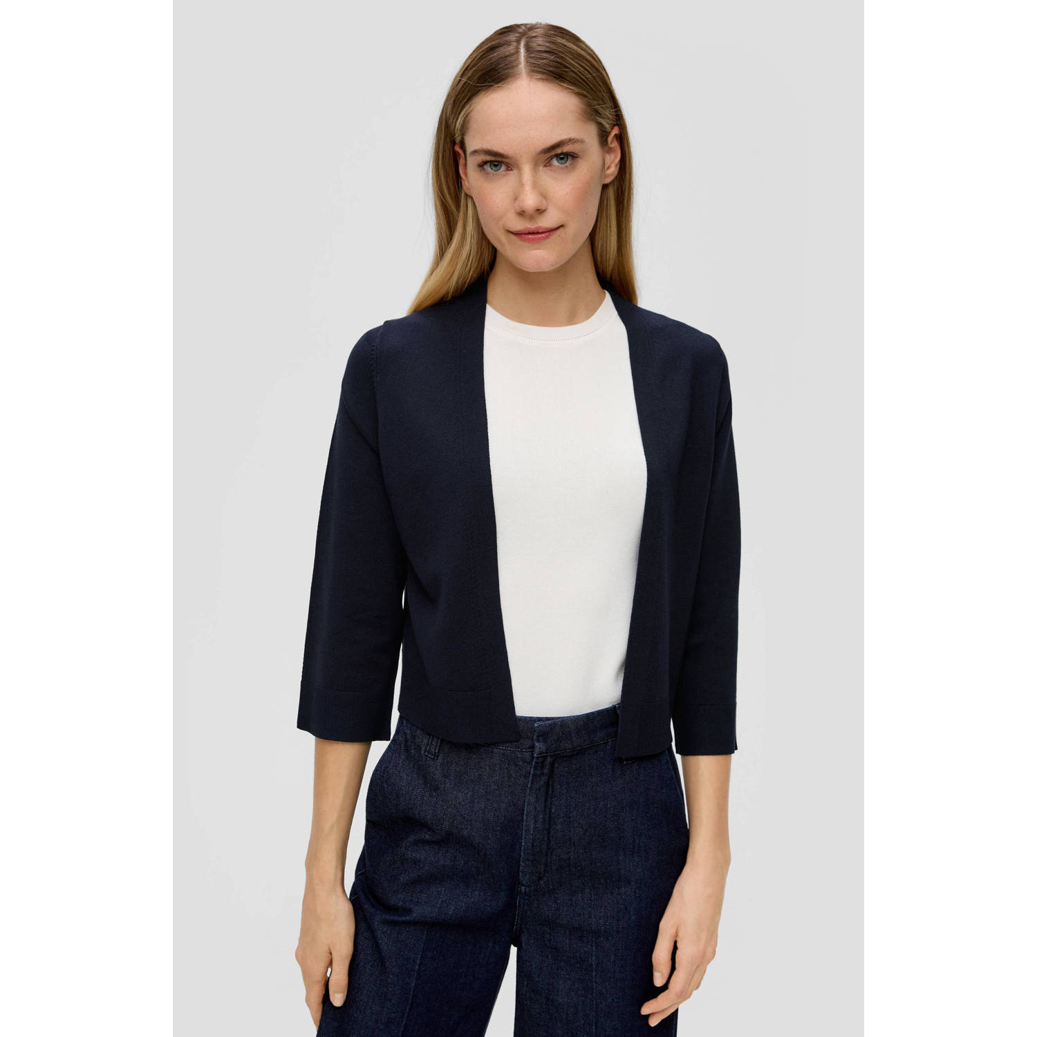 s.Oliver BLACK LABEL fijngebreid vest marine