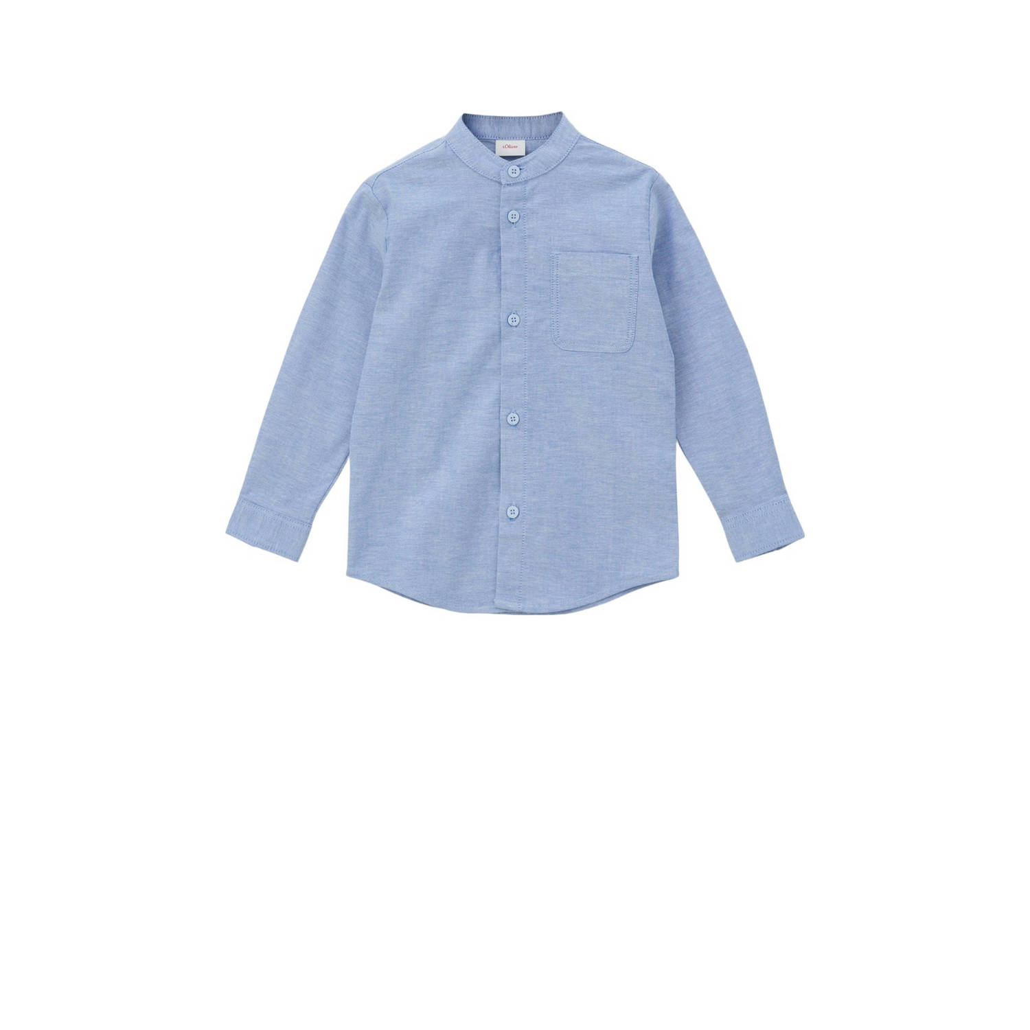 S.Oliver overhemd lichtblauw Jongens Katoen Opstaande kraag Effen 104 110